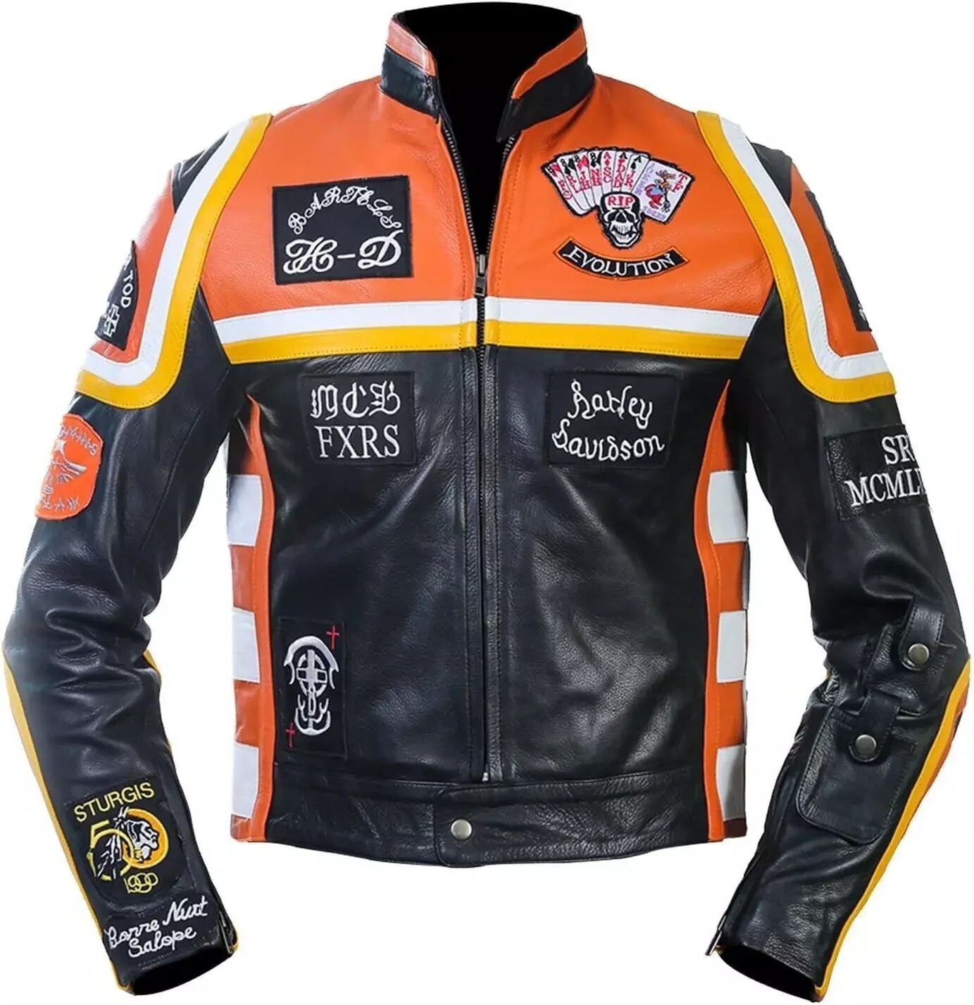 HDMM Mickey Rourke Marlboro Man Vintage Biker Cowhide Leather Jacket Motorcycle