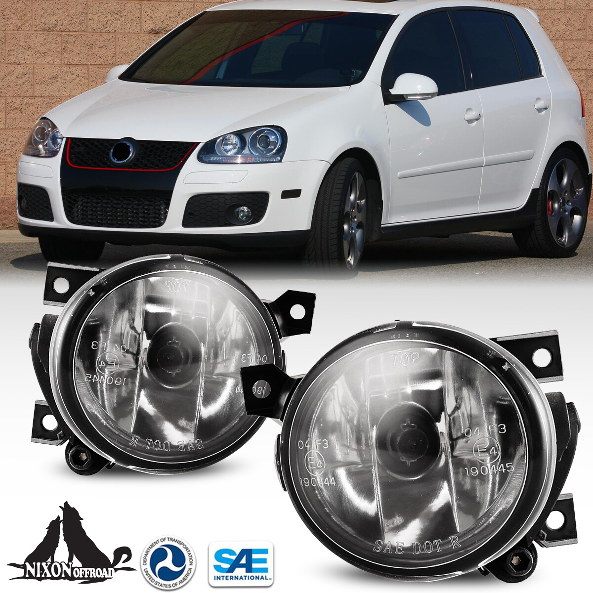 For 2006-2009 VW Volkswagen GTI 06-10 Jetta Fog Lights Front Bumper Lamps Pair