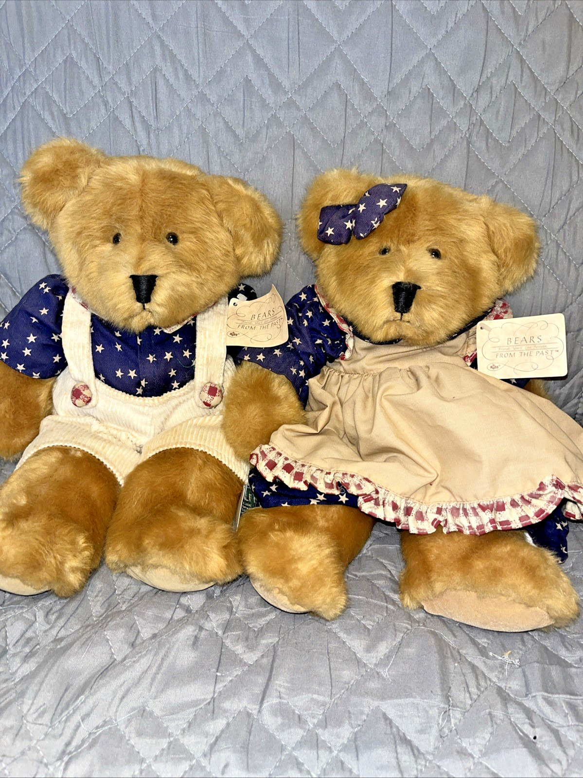 Vintage Pair 15” Russ Berrie Bears From The Past Collection w/ Tags  #760