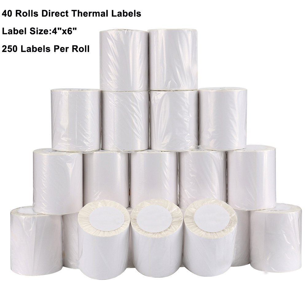 40 Rolls Direct Thermal Labels 4x6 Labels 250/Roll For Zebra 2844 Eltron ZP450 40 Rolls Direct Thermal Labels 4x6 Labels 250/Roll For Zebra 2844 Eltron ZP450