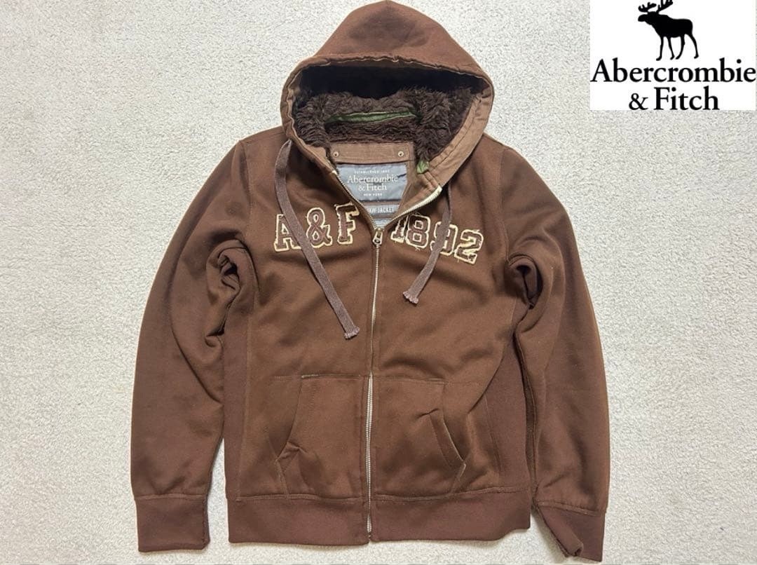 VTG Abercrombie & Fitch Y2K Mens Brown Wolf Jaw Fur Jacket Size XL