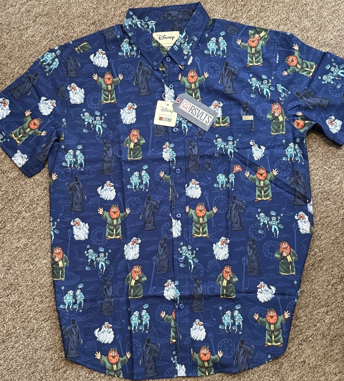 Disney RSVLTS The Muppet Christmas Carol Spirits Men’s Button Shirt Size L NEW
