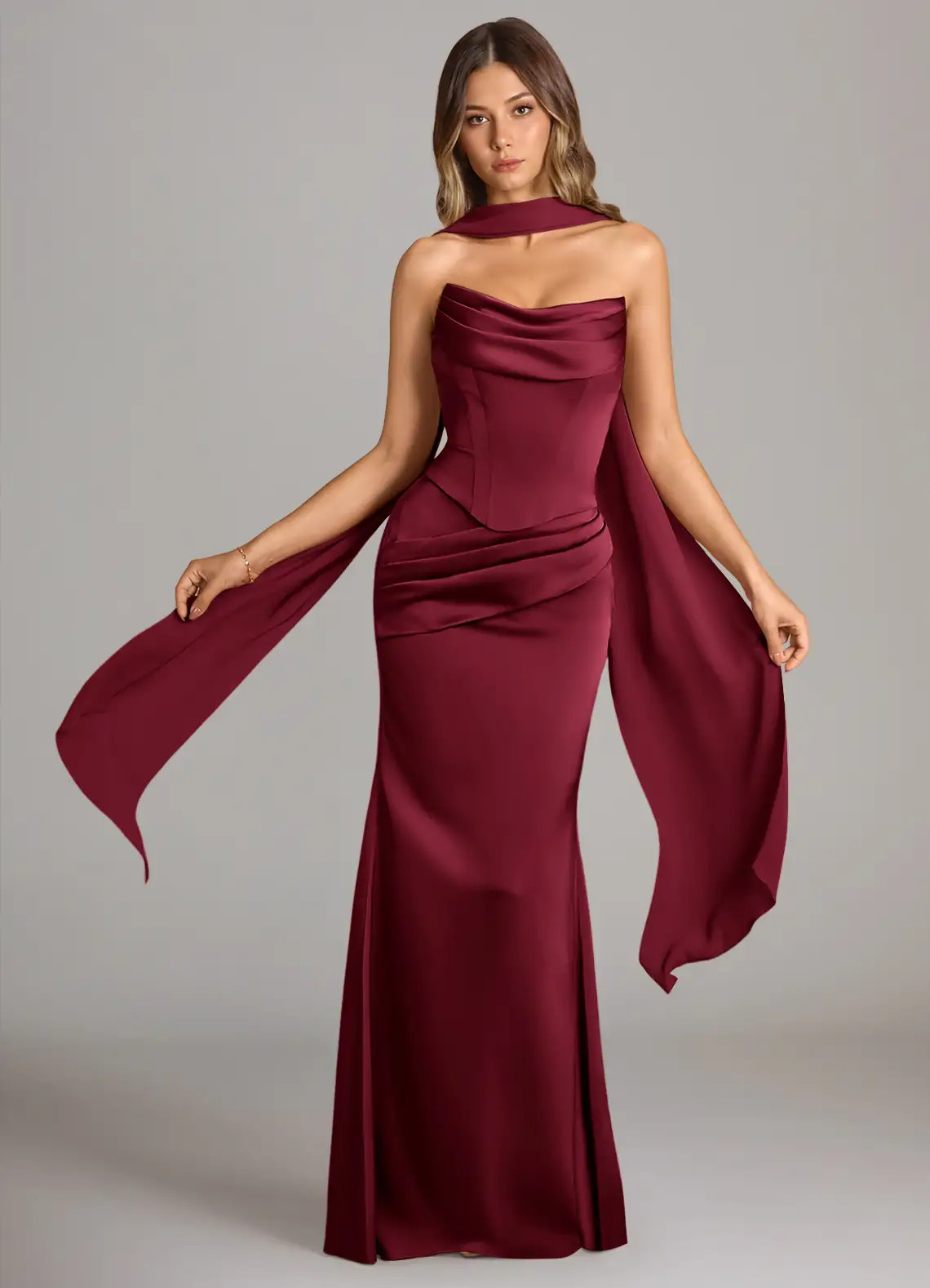 Azazie Sorrel - Mermaid Strapless Stretch Satin Convertible Dress