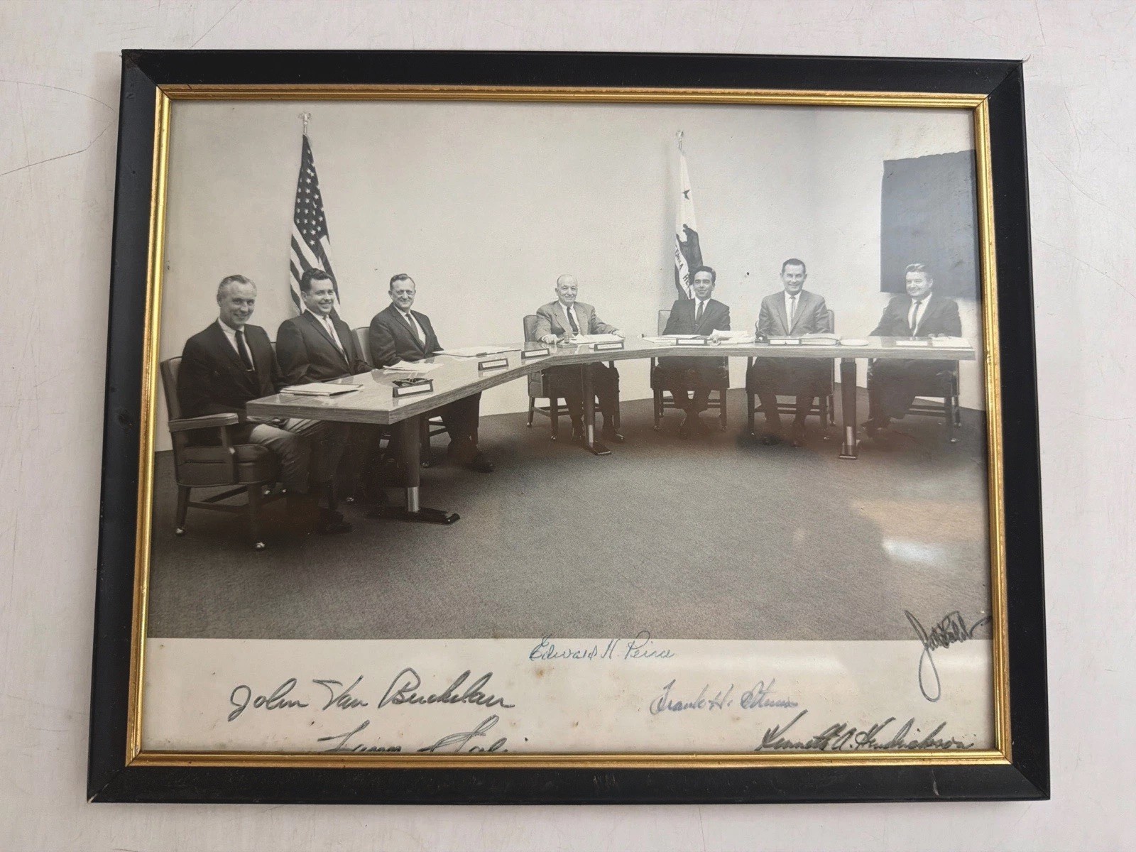Vintage 1968 Politician Boardroom Meeting Signed Photo - 8x10