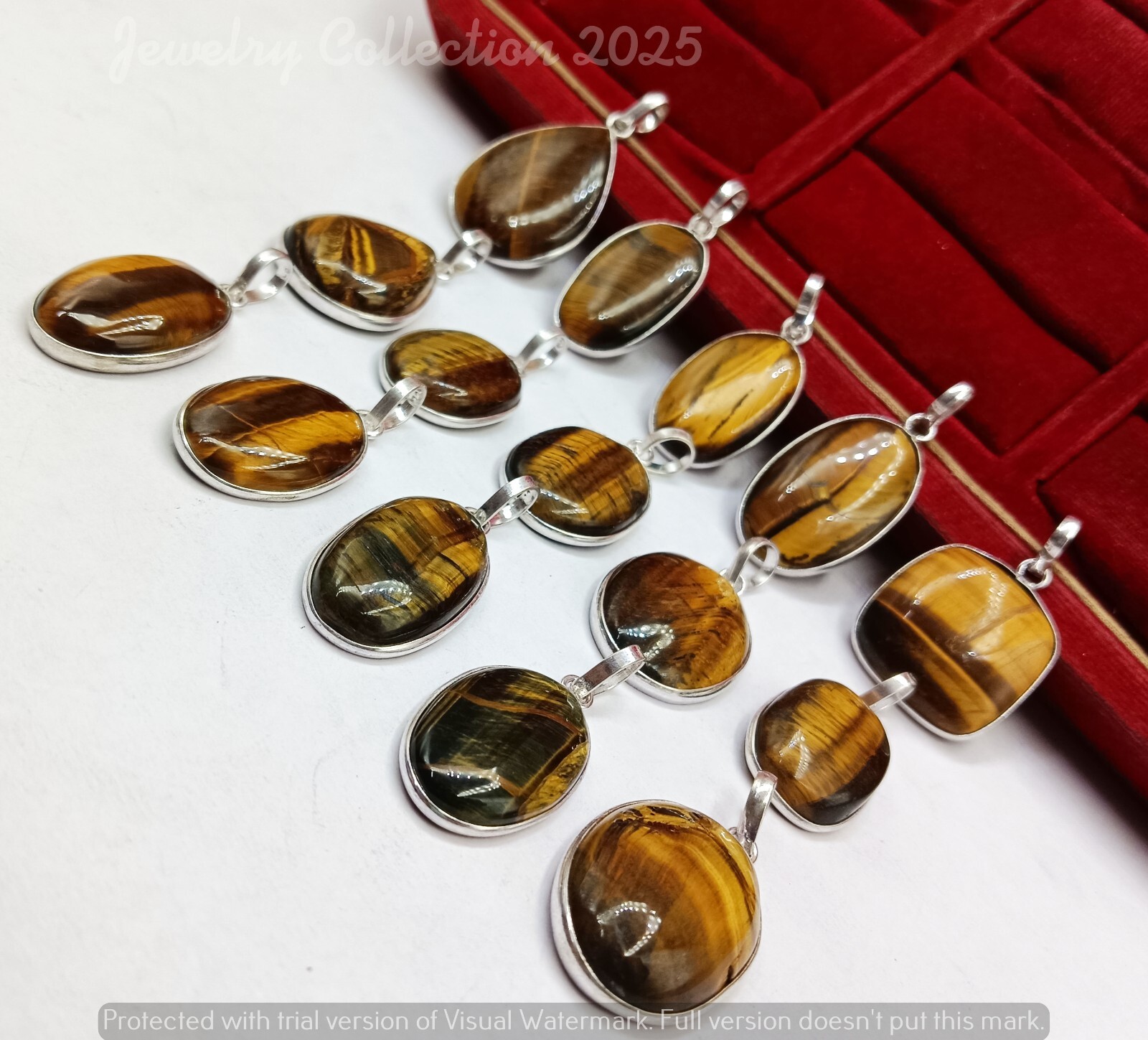 Wow Tiger's Eye Gemstone 5PCS Pendants 925 Silver Plated Wholesale Lot Jewelry Wow Tiger's Eye Gemstone 5PCS Pendants 925 Silver Plated Wholesale Lot Jewelry