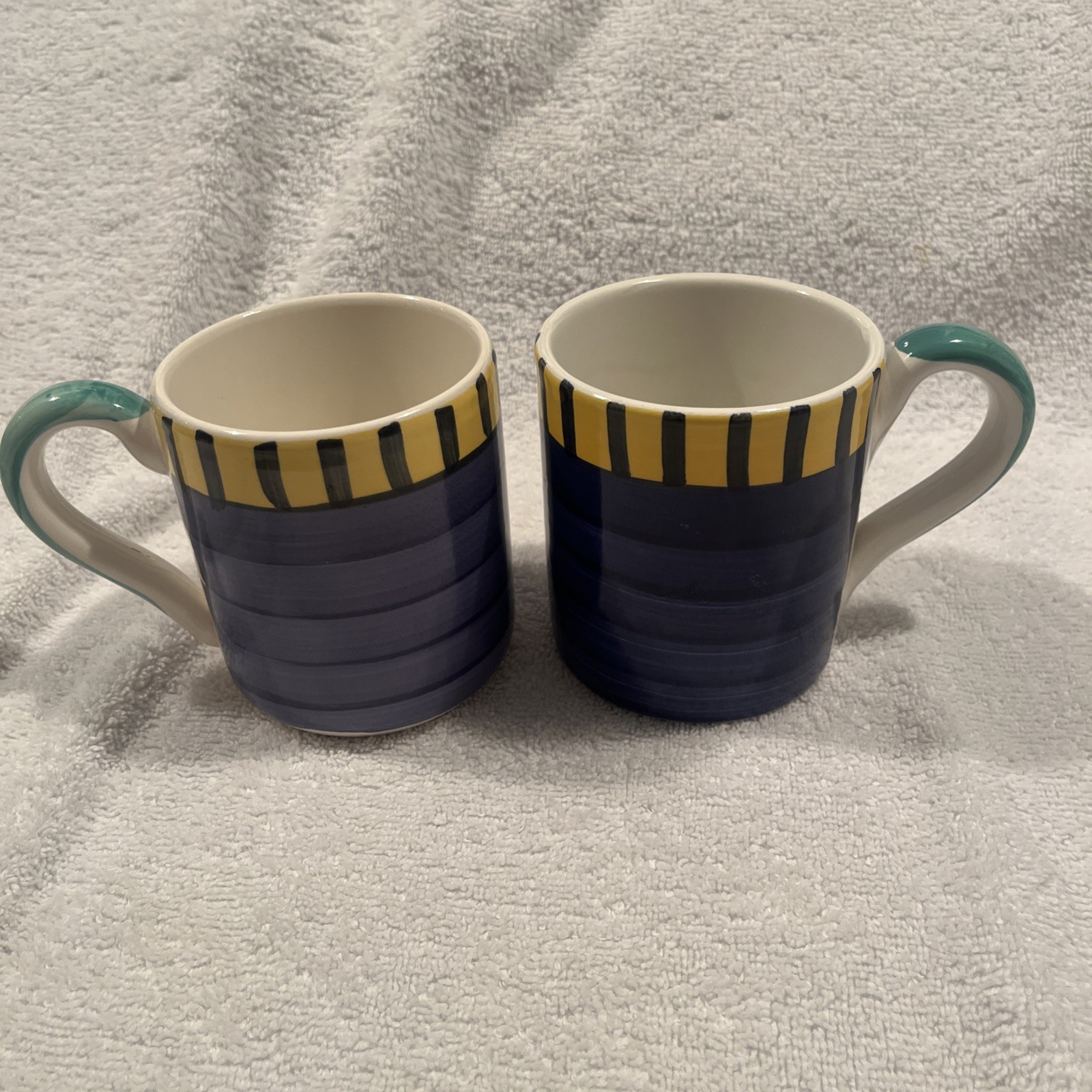 Pier 1 Imports Handpainted Geometric Shapes Coffee /Mug Painted EUC lot 2     y6
