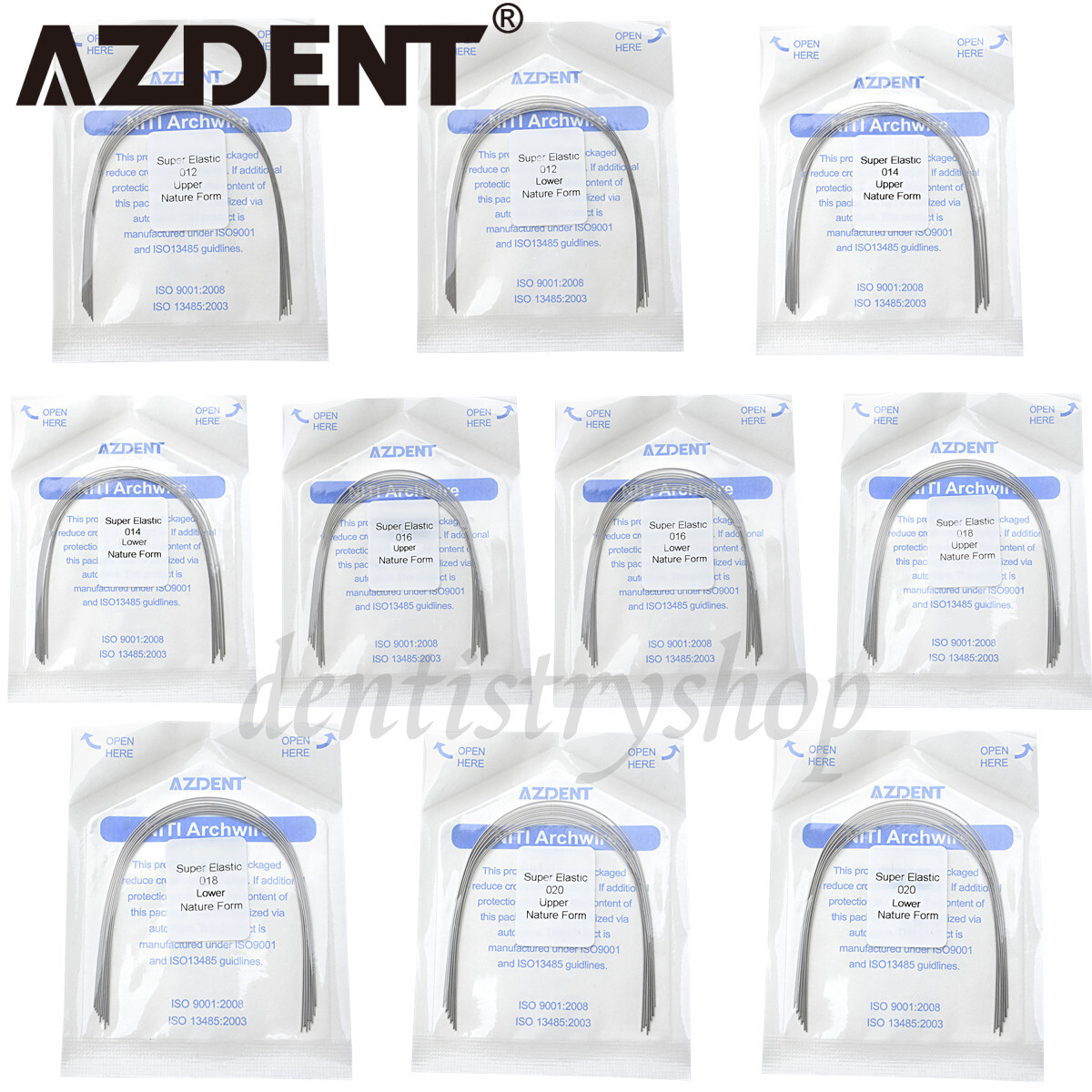 AZDENT Dental Orthodontic Arch Wire Super Elastic Niti Natural Nature Form Round AZDENT Dental Orthodontic Arch Wire Super Elastic Niti Natural Nature Form Round