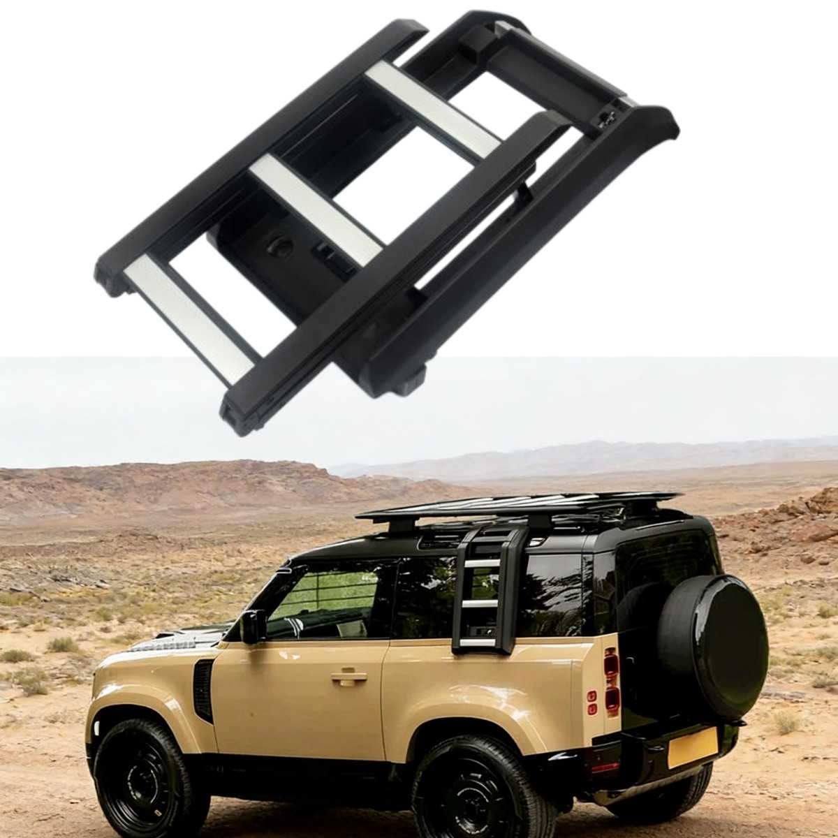 For 20-26 Land Rover Defender Side Foldable Window Climbing Step Ladder Aluminum