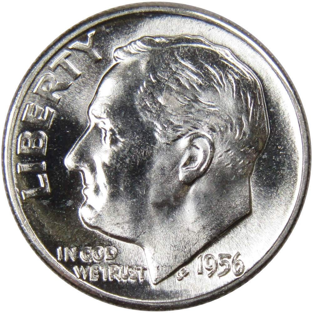 1956 Roosevelt Silver Dime Uncirculated Mint State 10c Coin