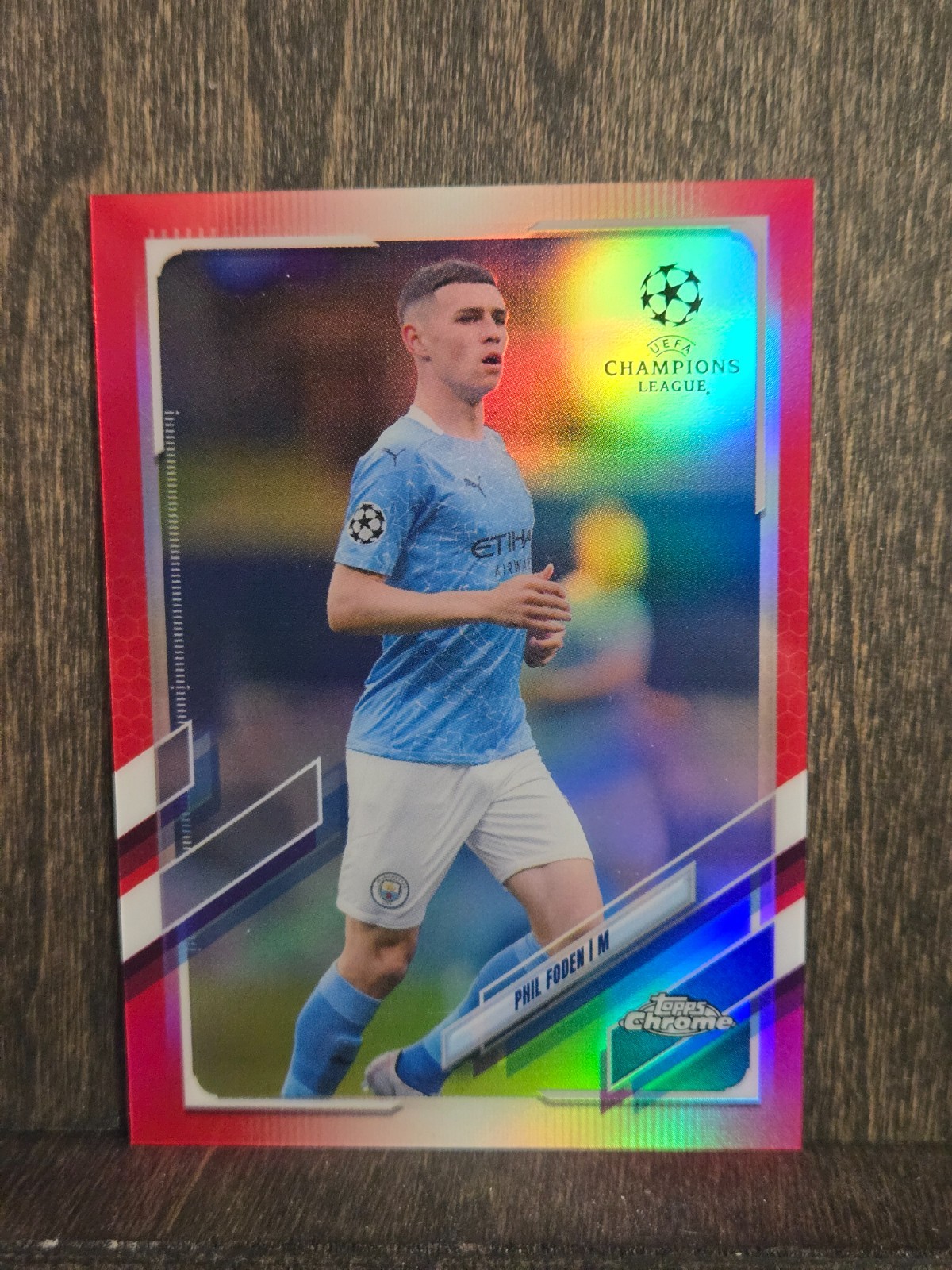 2020 Topps Chrome UCL Phil Foden Red Refractor /10 #34 Manchester City