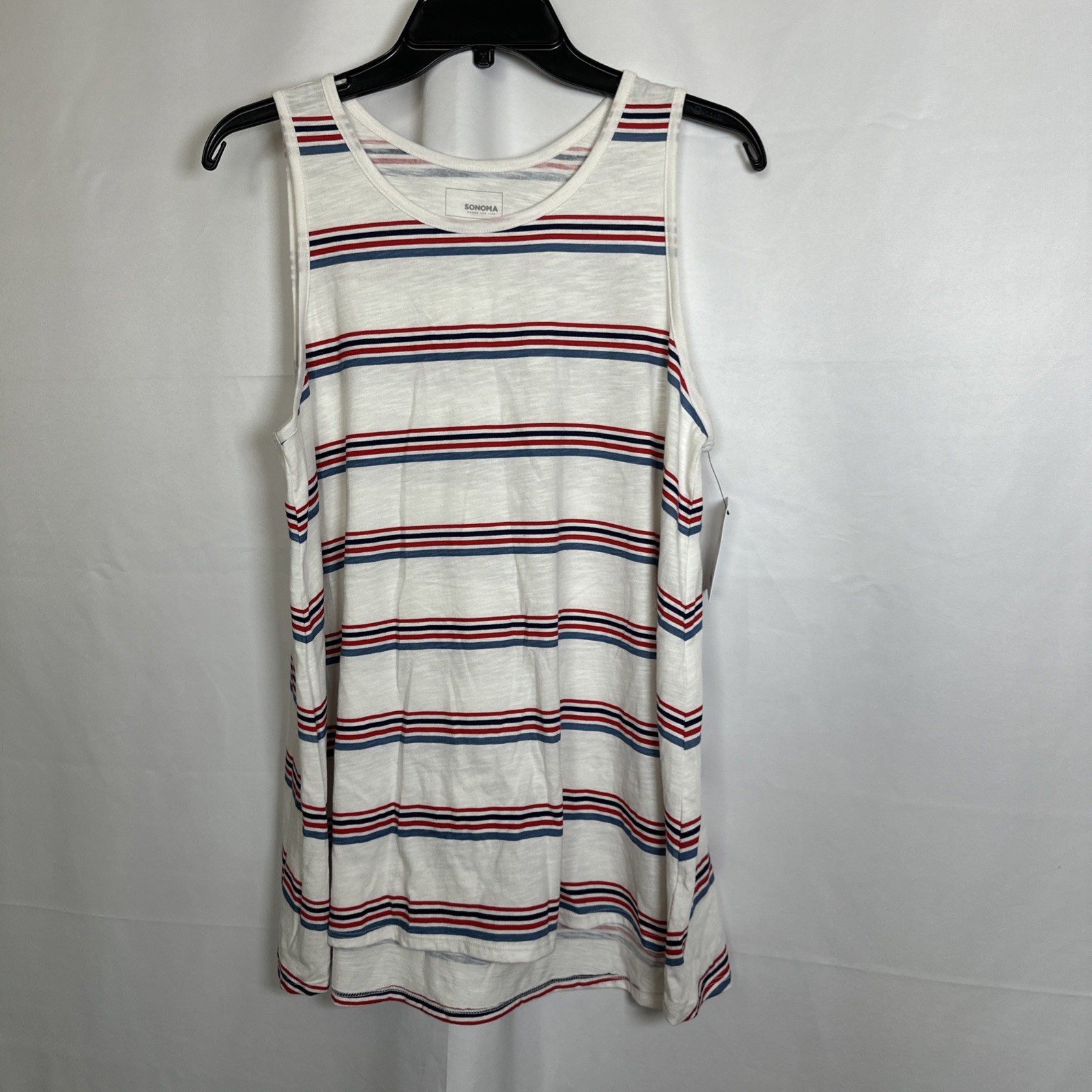 NWT Sonoma Good For Life Womens Tank Top Striped Knit White S- L #1949 NWT Sonoma Good For Life Womens Tank Top Striped Knit White S- L #1949