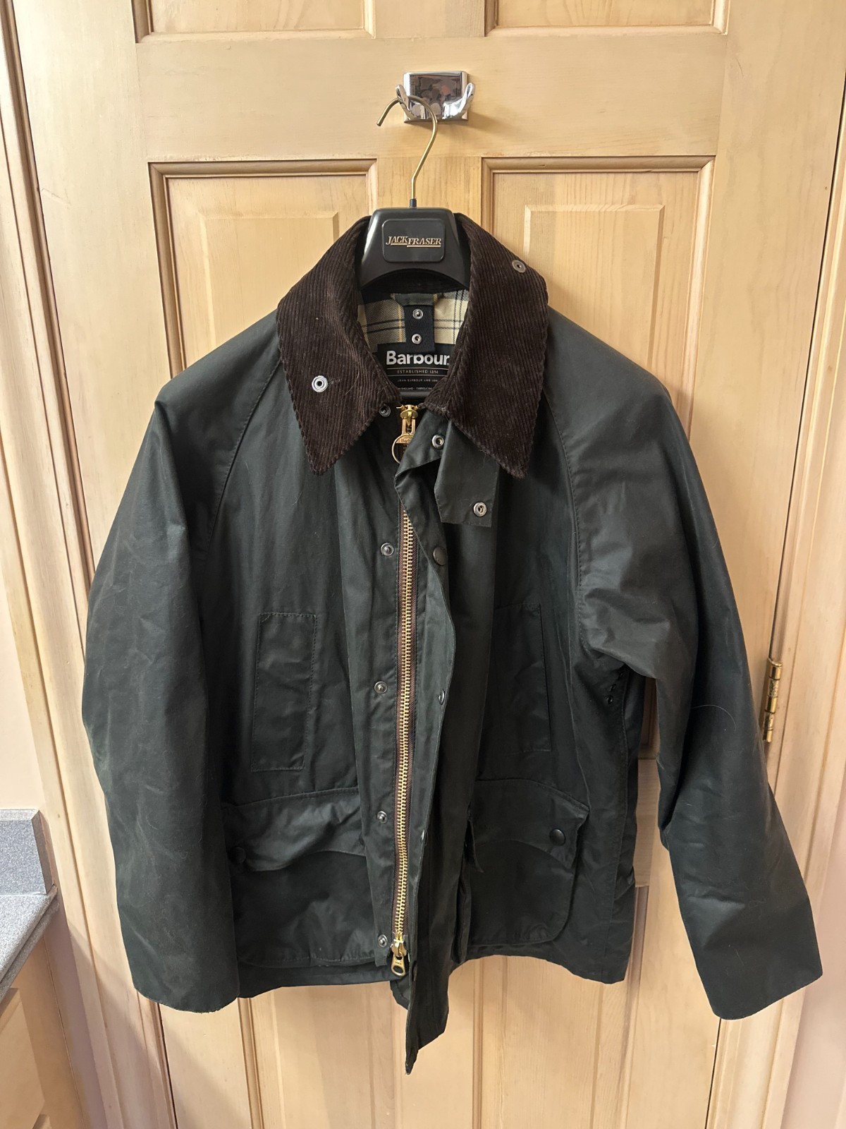 Barbour Bedale Waxed Jacket — Size 40 — Sage Green — Lightly Worn — Excellent Co
