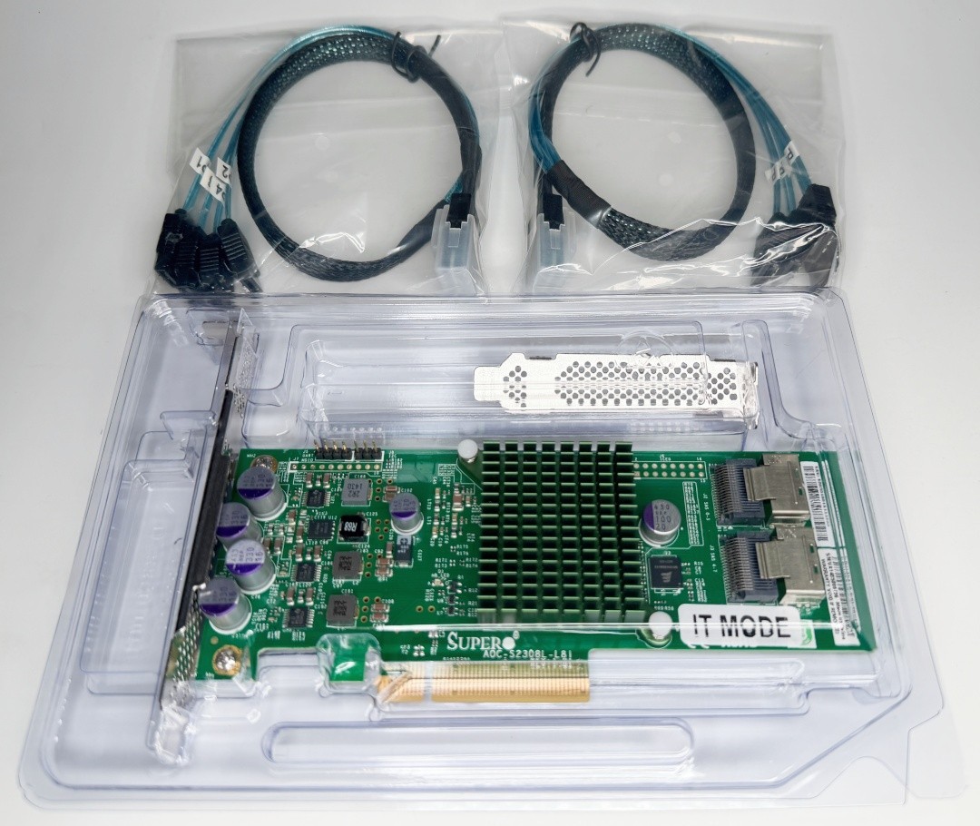 SuperMicro AOC-S2308L-L8i = LSI 9207-8I IT Mode UNRAID+ 2* SFF8087 SATA Cable US SuperMicro AOC-S2308L-L8i = LSI 9207-8I IT Mode UNRAID+ 2* SFF8087 SATA Cable US