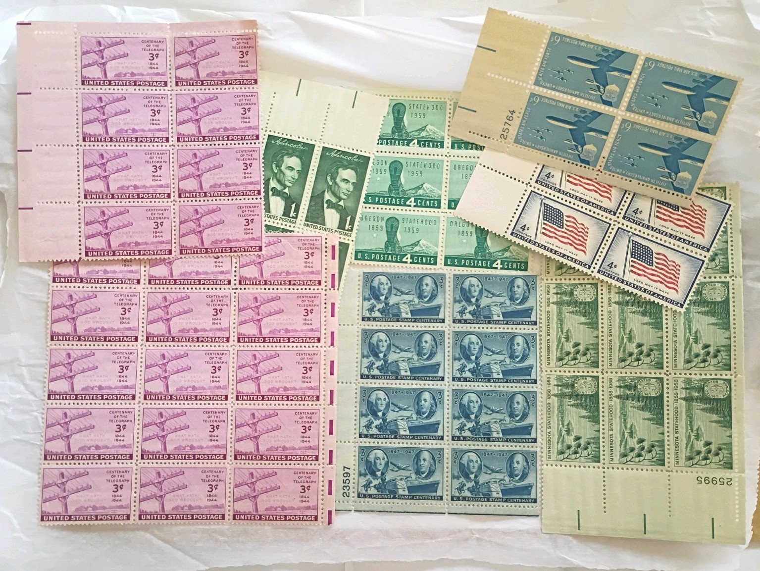 Vintage Lot Of US Postage Stamps MNH Mixed Blocks Unused Mint Never Hinged
