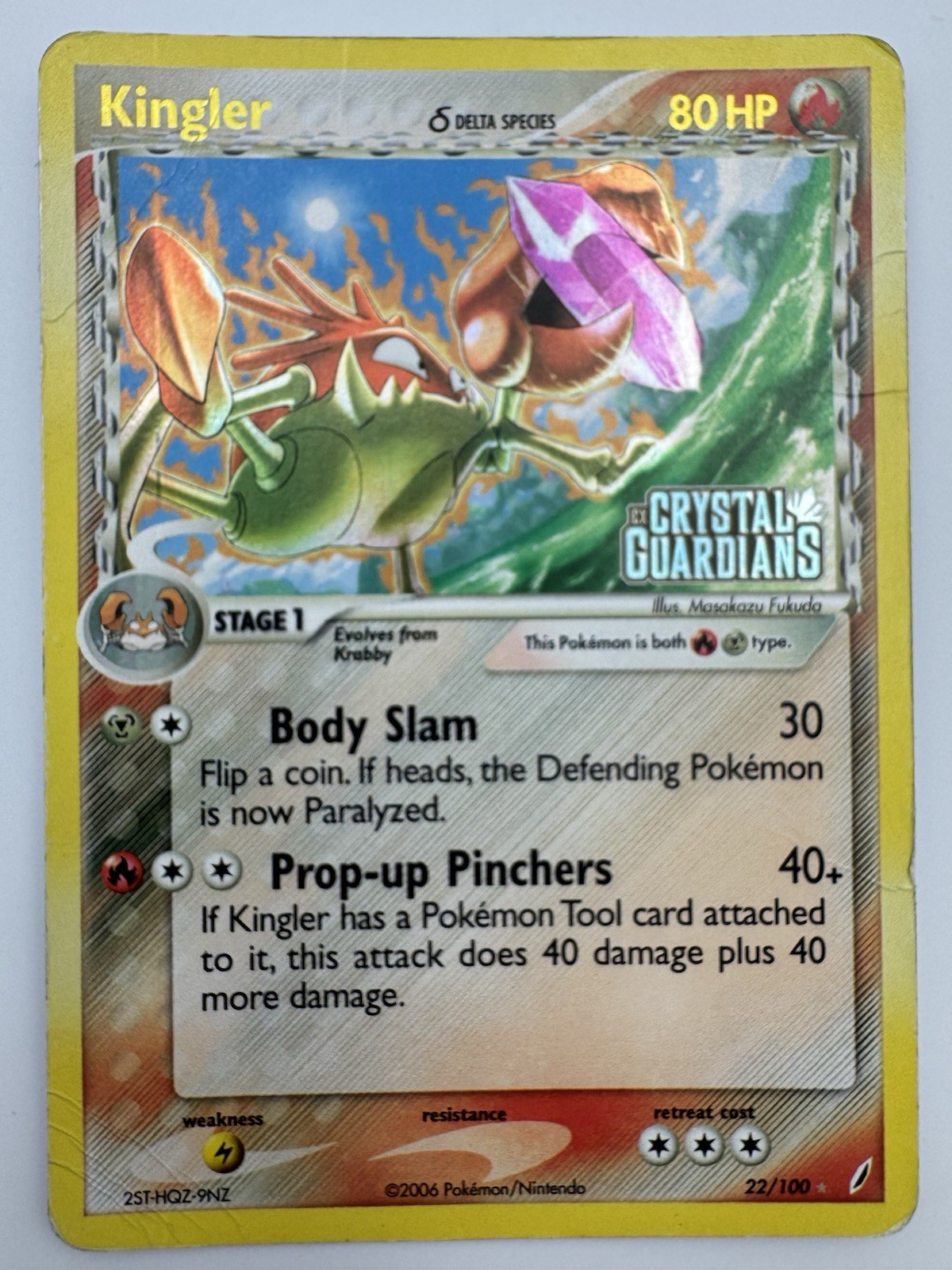 Kingler Delta Species 22/100 EX Crystal Guardians Stamped Reverse Holo HP 2006
