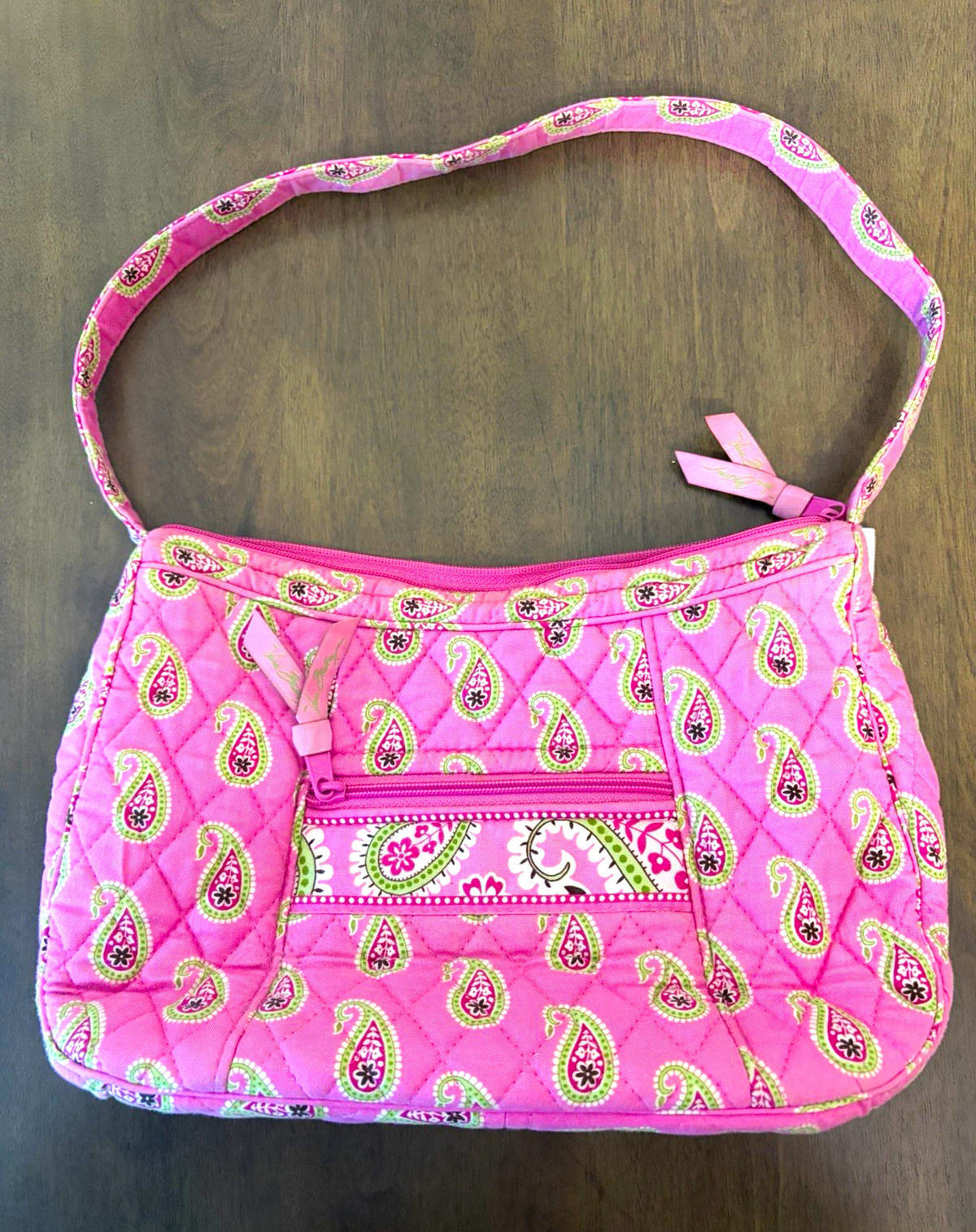Vera Bradley Pink Paisley Shoulder Bag Zip Closure with Inner Pockets