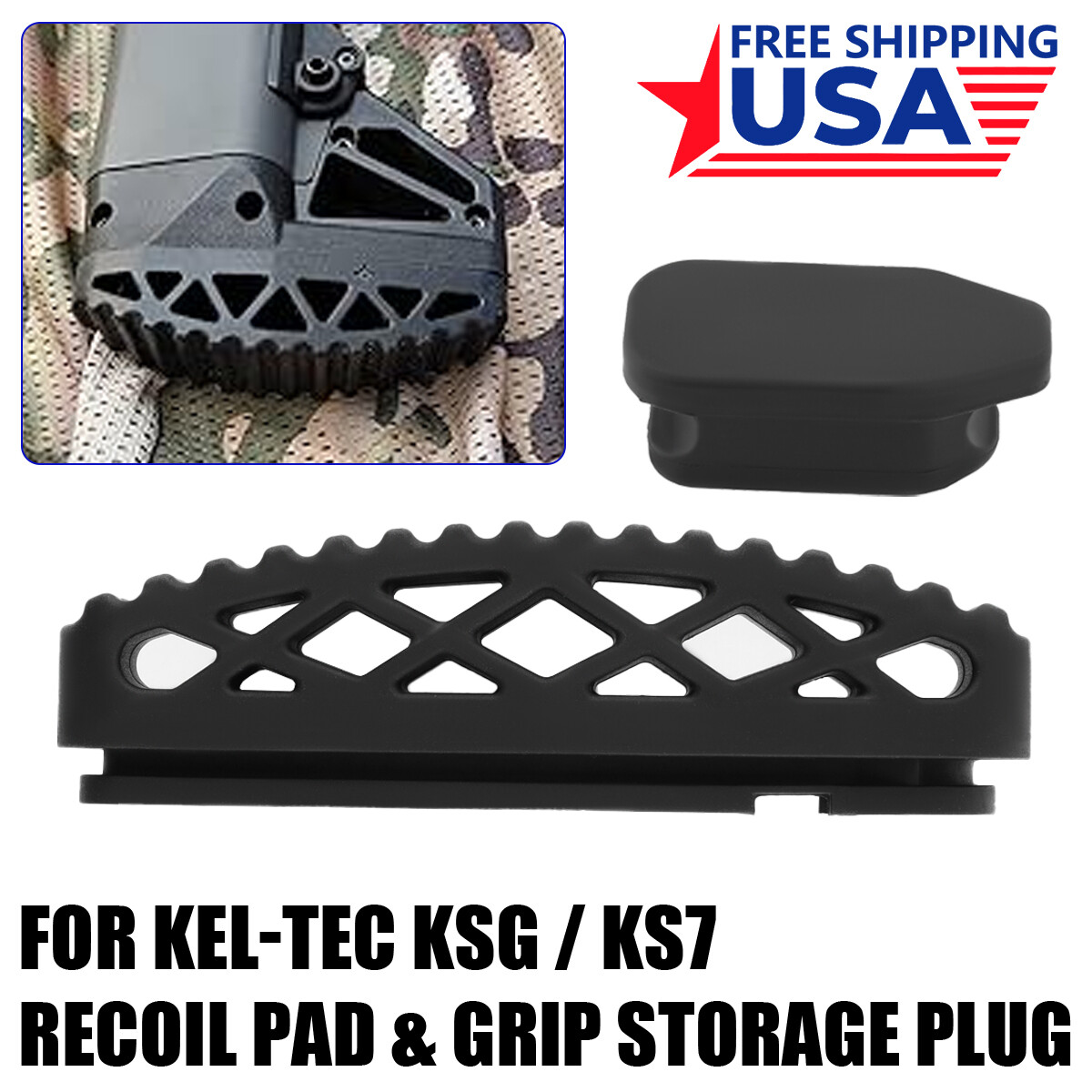 Black Recoil Pad & Grip Storage Plug for Kel-Tec KSG/KS7