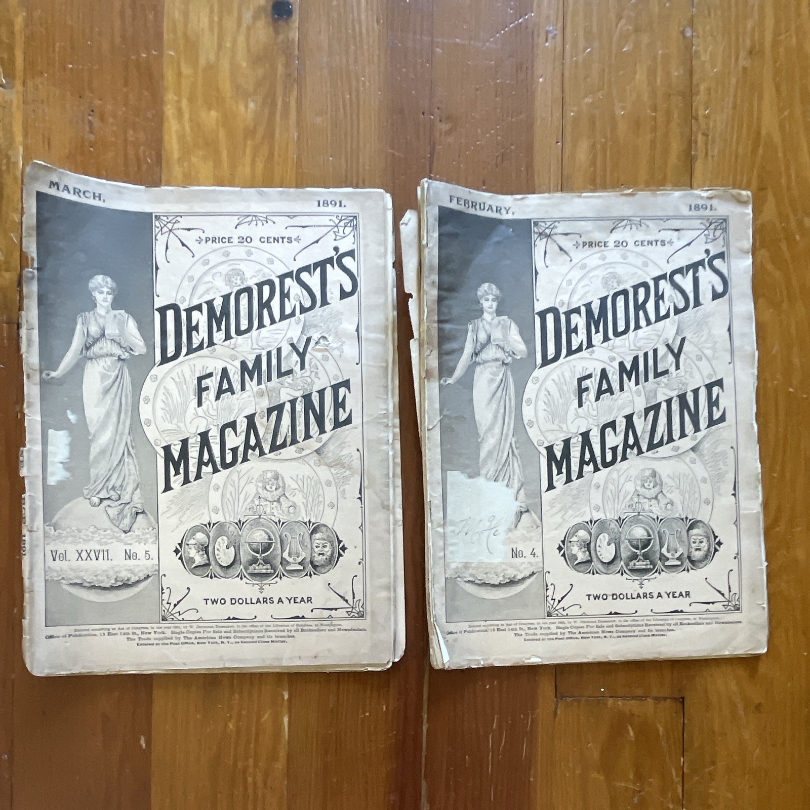  Antique Demorest\'s Family Magazine Lot  Feb & Mar 1891 Victorian Fashion 