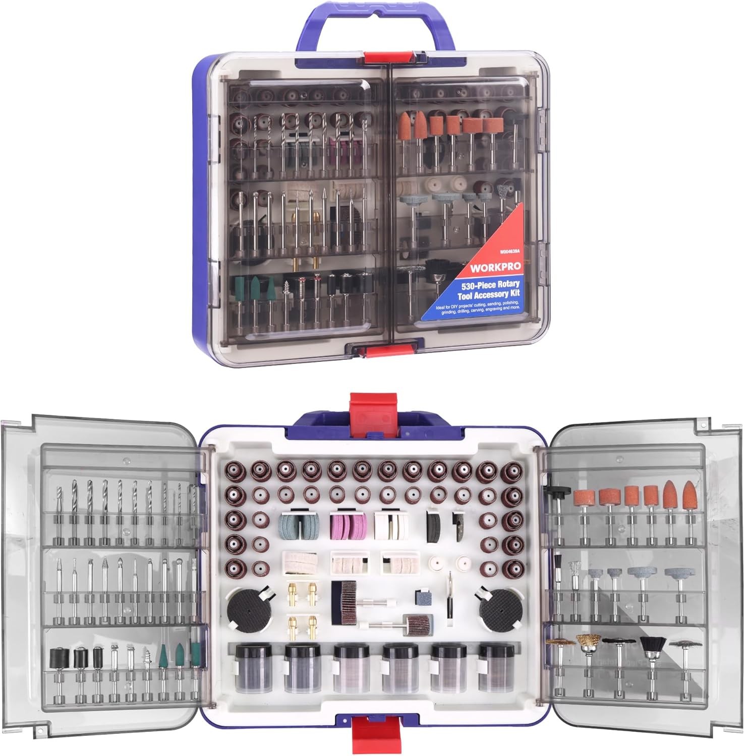 WORKPRO 530PCS Dremel Rotary Tool Accessories Kit Grinding Sanding Polishing Set