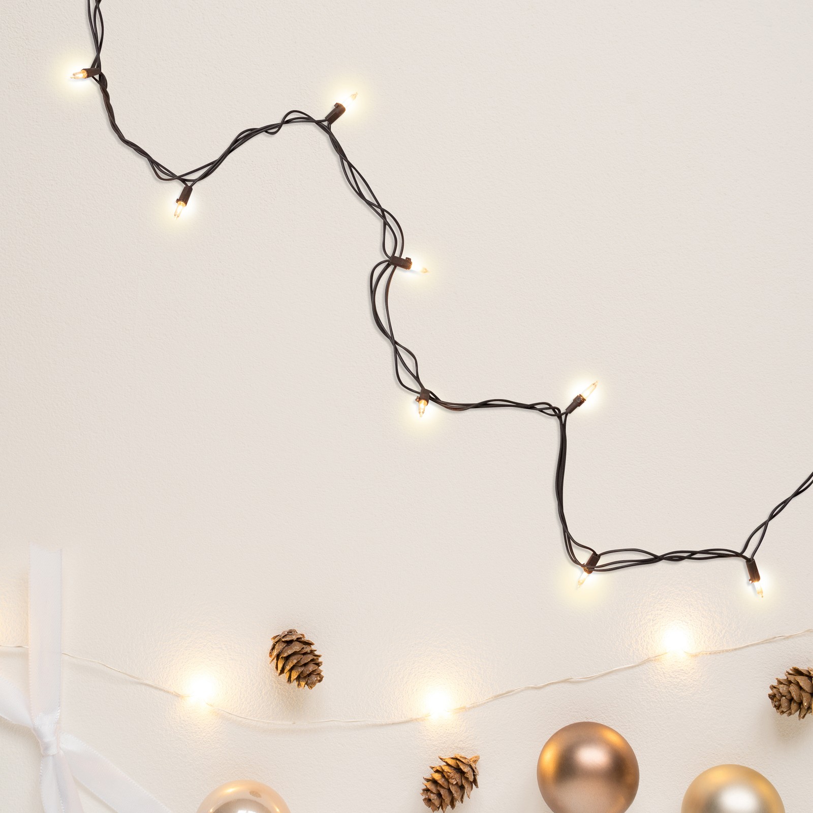 Northlight 10 Count Clear Mini Christmas Light Set, Brown Wire