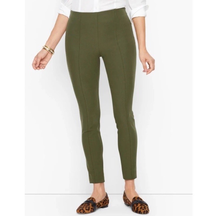 NWT Talbots Women’s Size 14 Green Cotton Blend Side Zip Ankle Portland Pant