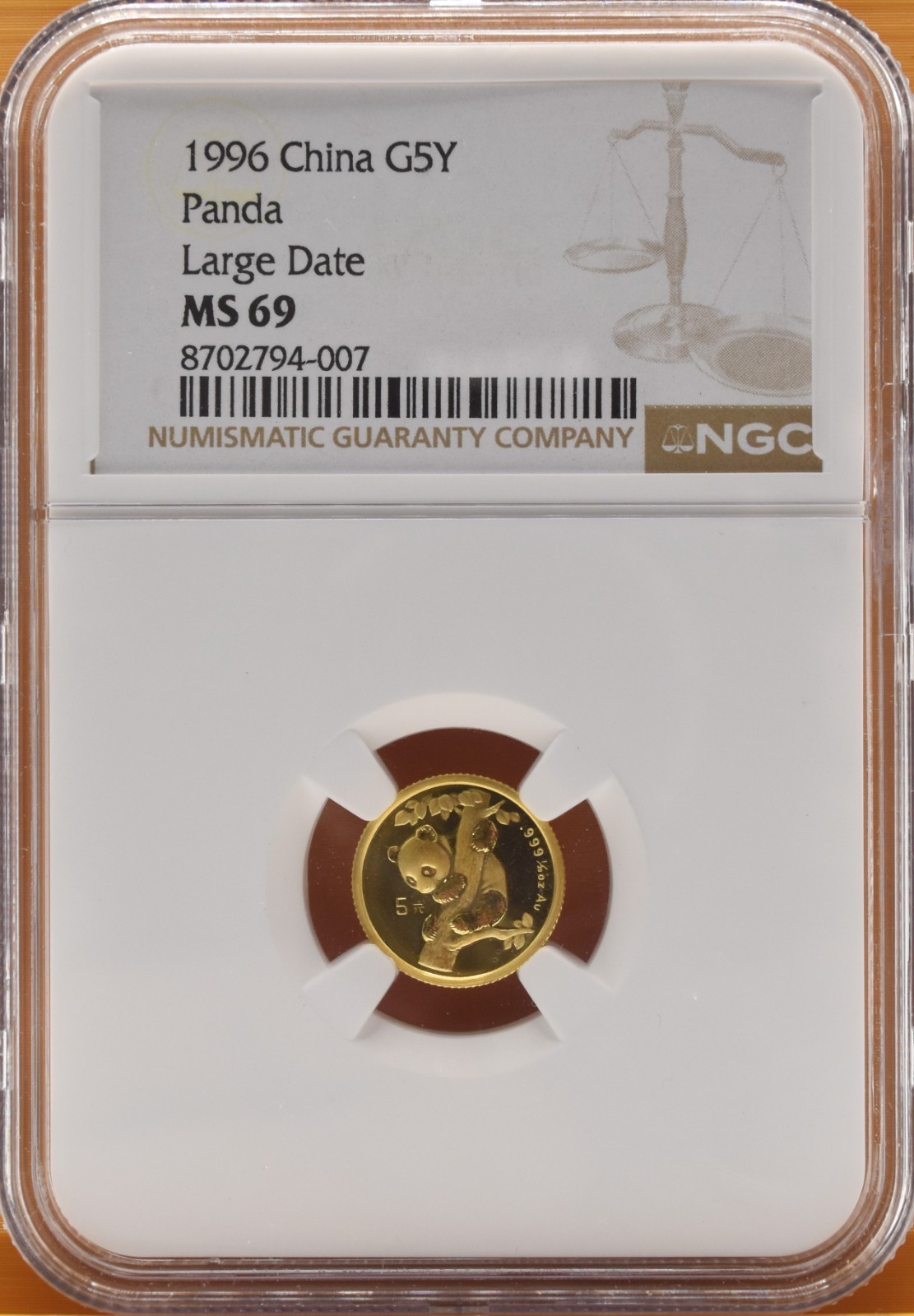 1996 China Gold Panda 5 Yuan Large Date 1/20 oz .999 Fine NGC MS 69 Buy It Now 1996 China Gold Panda 5 Yuan Large Date 1/20 oz .999 Fine NGC MS 69 Buy It Now