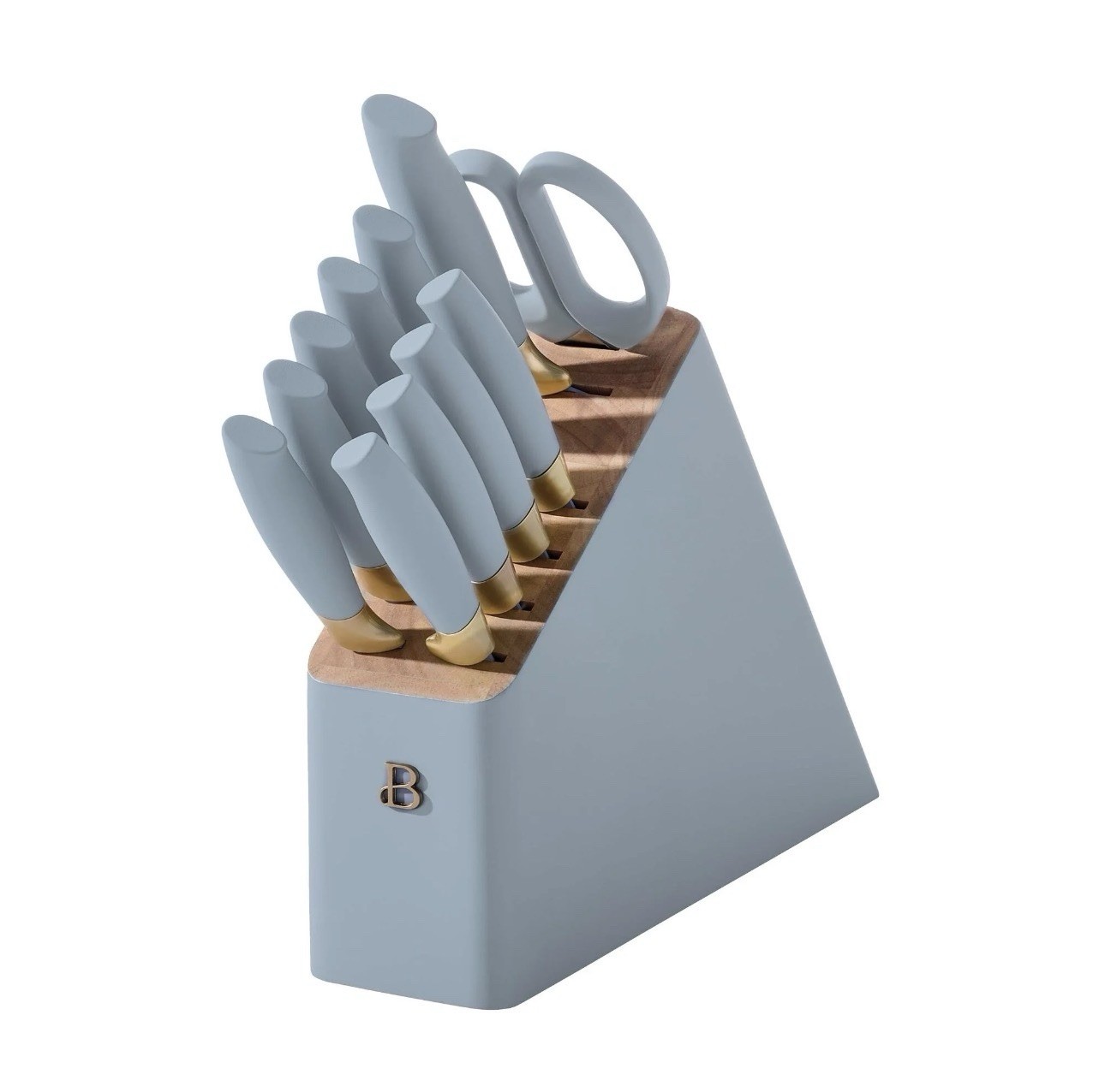 Drew Barrymore 12-Piece Knife Block Set – Cornflower & Gold
