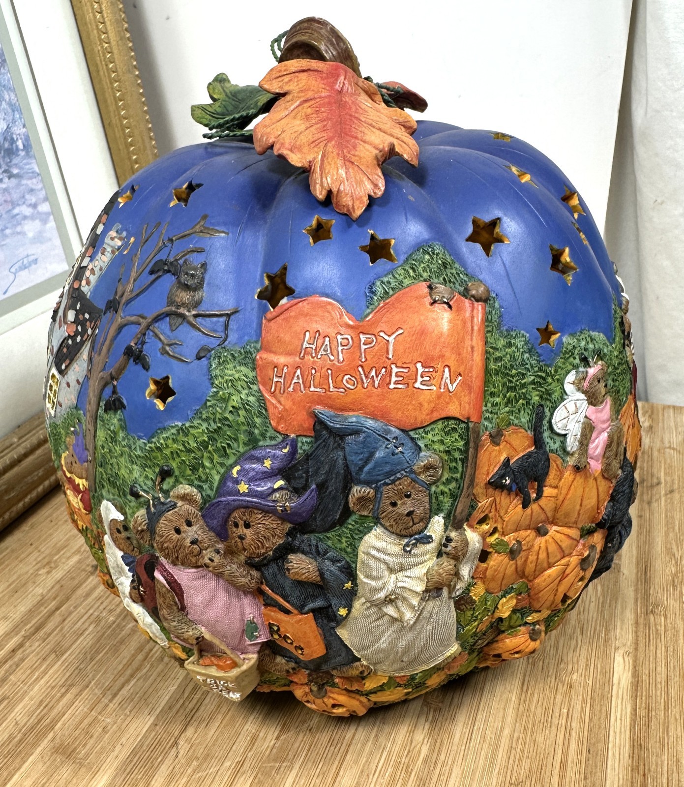 Danbury Mint 2009 Boyds Bear-O-Lantern Light up Pumpkin Special Edition VHTF