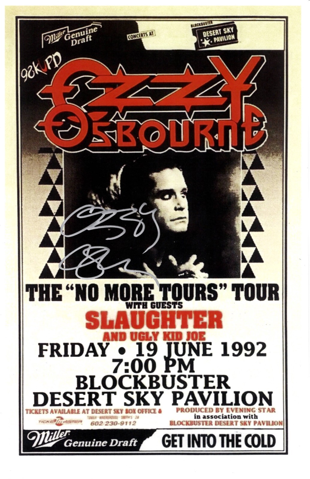 Ozzy Ozbourne – THE “NO MORE TOURS” TOUR DESERT Signed Poster 11x17 Ozzy Ozbourn