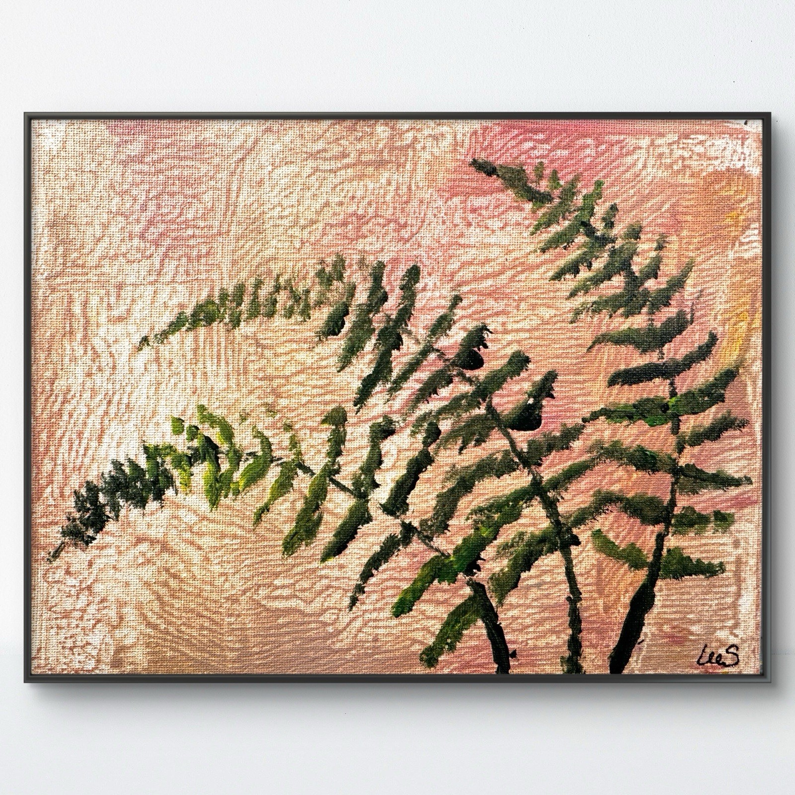 Original Abstract Expressionism 8x10 Fern Handmade Bathroom Signed Fine Art 152