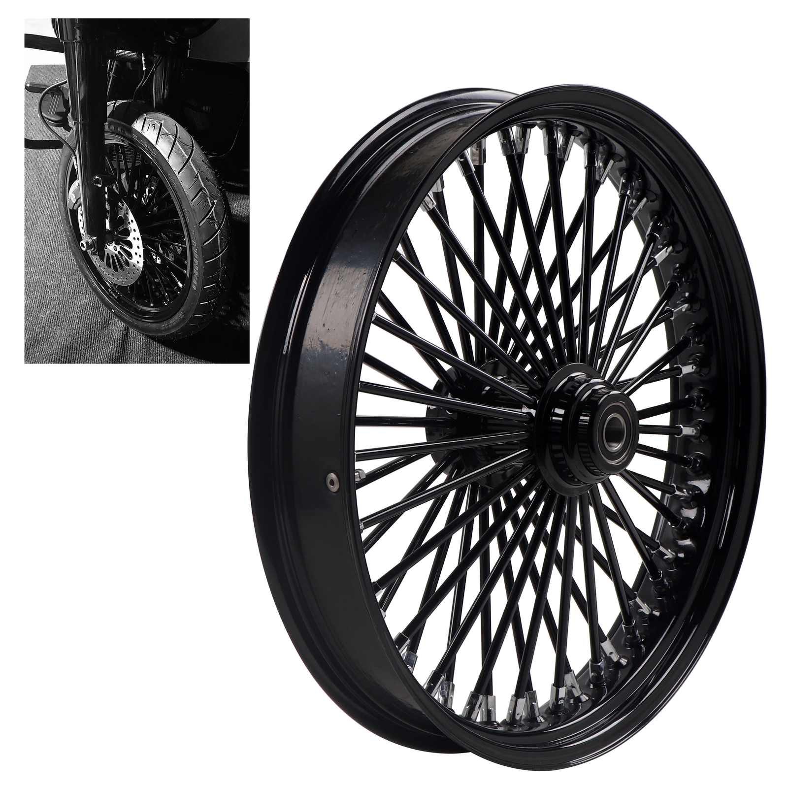 FatFlex Black 21*3.5'' Front Wheel for 00-06 Softail Harley 21 Wheel Update