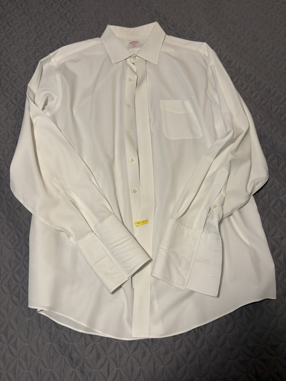 Brooks Brothers Men\'s Dress Shirt French Cuffs, White 17.5-36