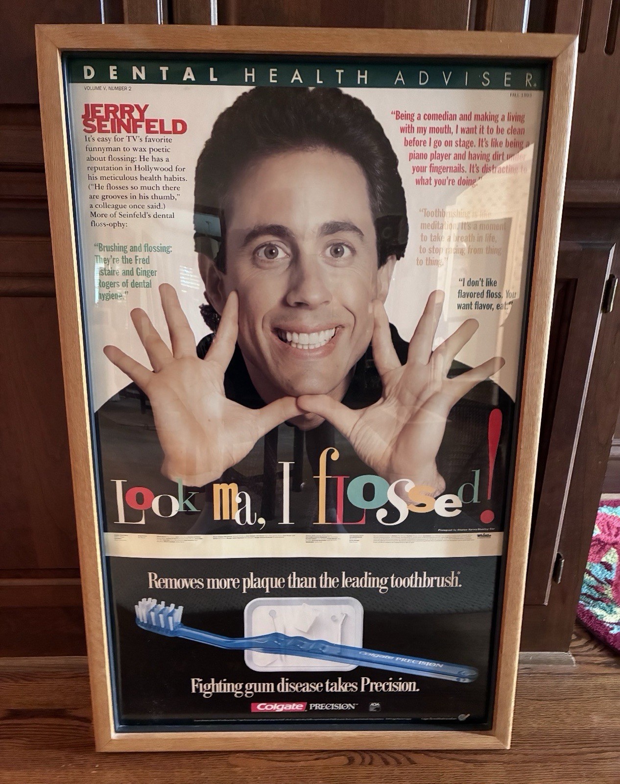 1993 Jerry Seinfeld Dental Health Advisor Poster Colgate Precision RARE Framed