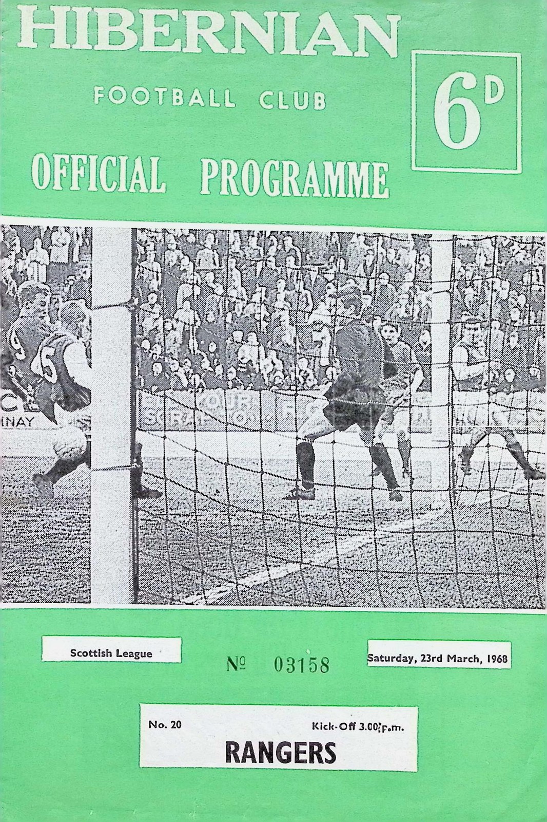 Hibernian v Rangers 1967-1968 Scottish League Division 1 23/03/1968