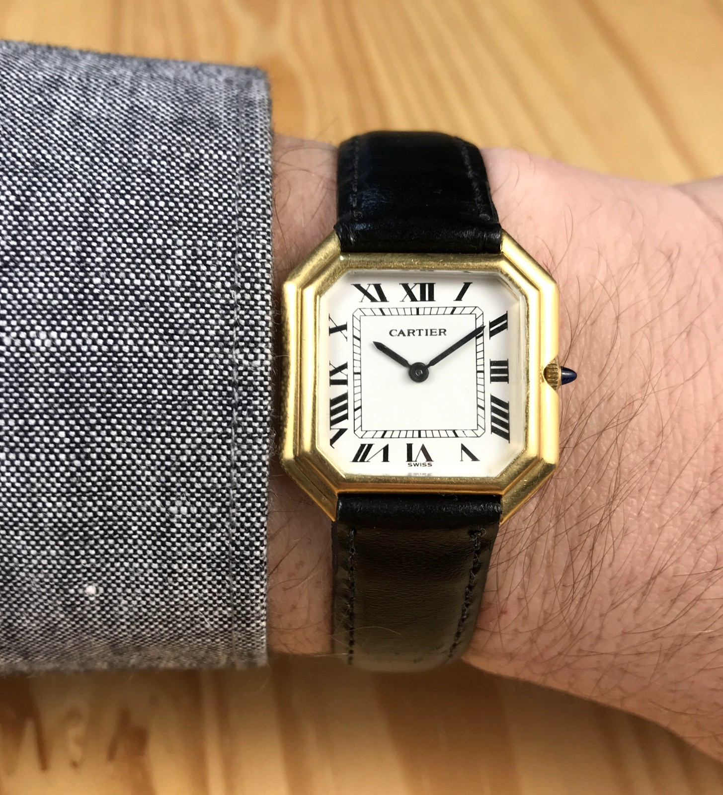 VINTAGE 1976 CARTIER PARIS PRE-MUST OCTAGON UNISEX 27.5mm HAND-WIND: SERVICED