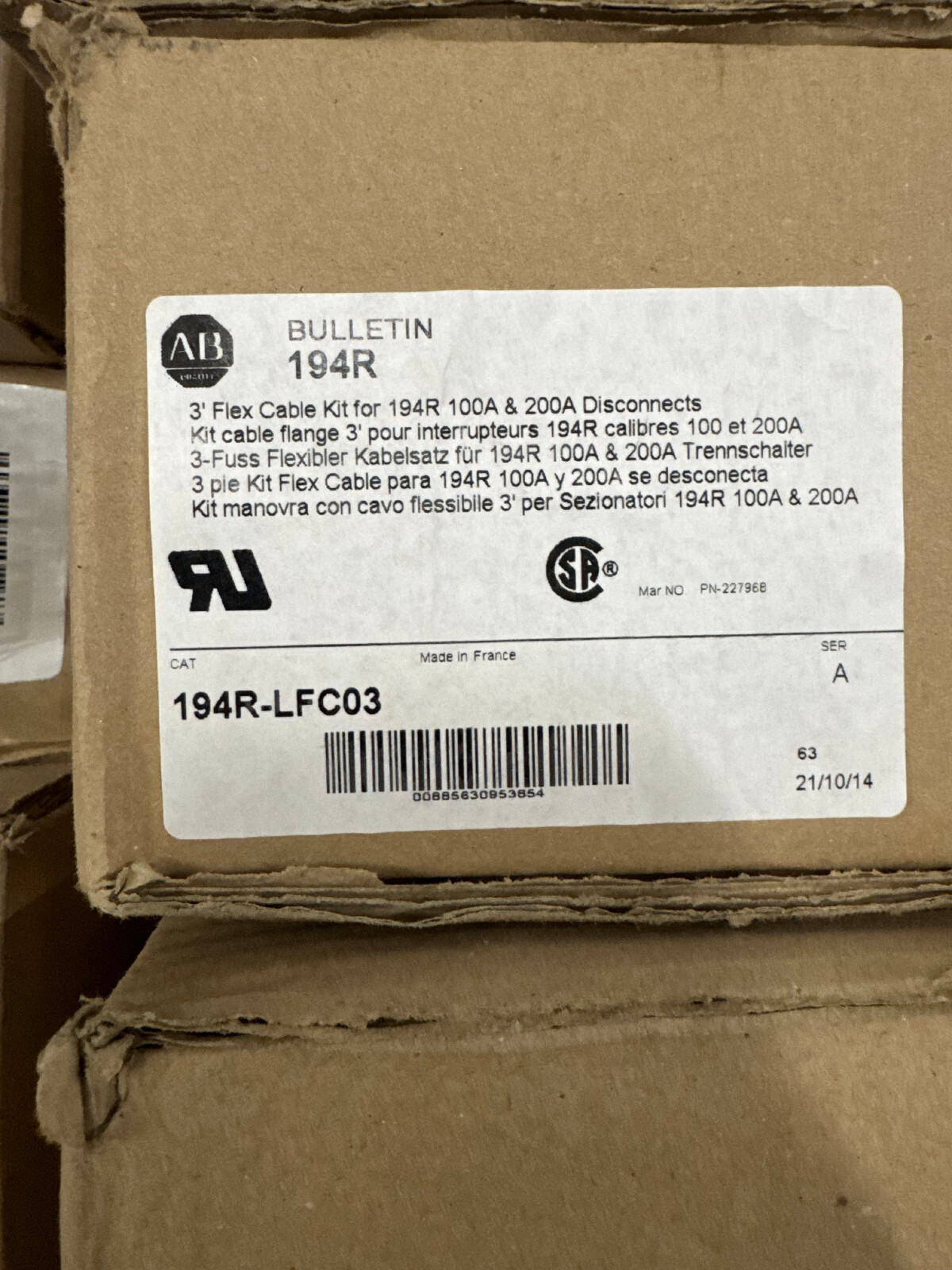 NEW Allen Bradley 194R-LFC03 Flange Mounted Cable Operated Disconnect Switch Kit