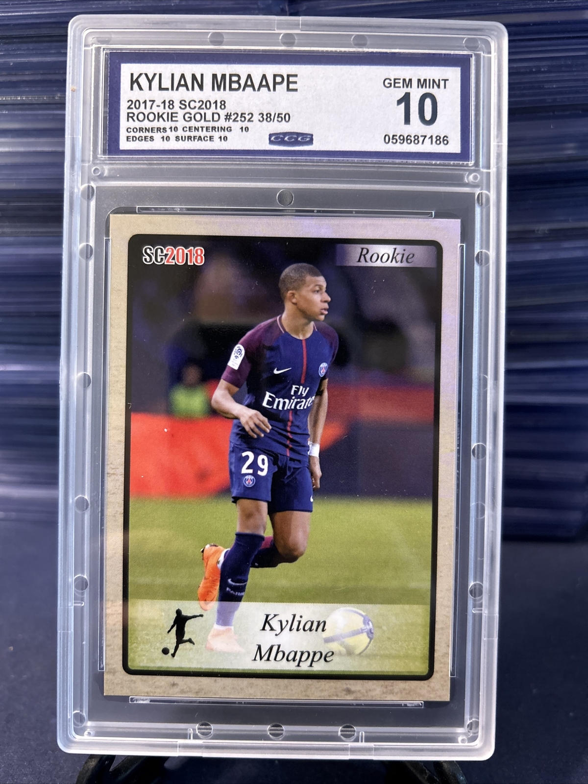 2017-18 SC2018 #252 KYLIAN MBAAPE GOLD ROOKIE RC #D 38/50 CCG 10 GEM MINT - T03
