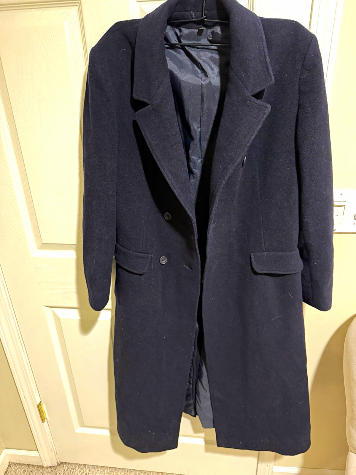 Vintage Jonelle Women’s Cashmere/wool Long Overcoat Size 12 - navy