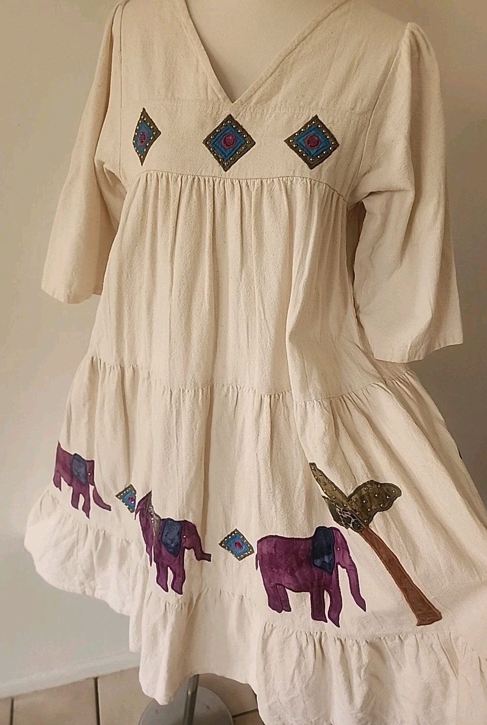 Vtg Alfredo’s Wife S Cotton Gause  Elephant Pockets Wearable Art Oversized 38\