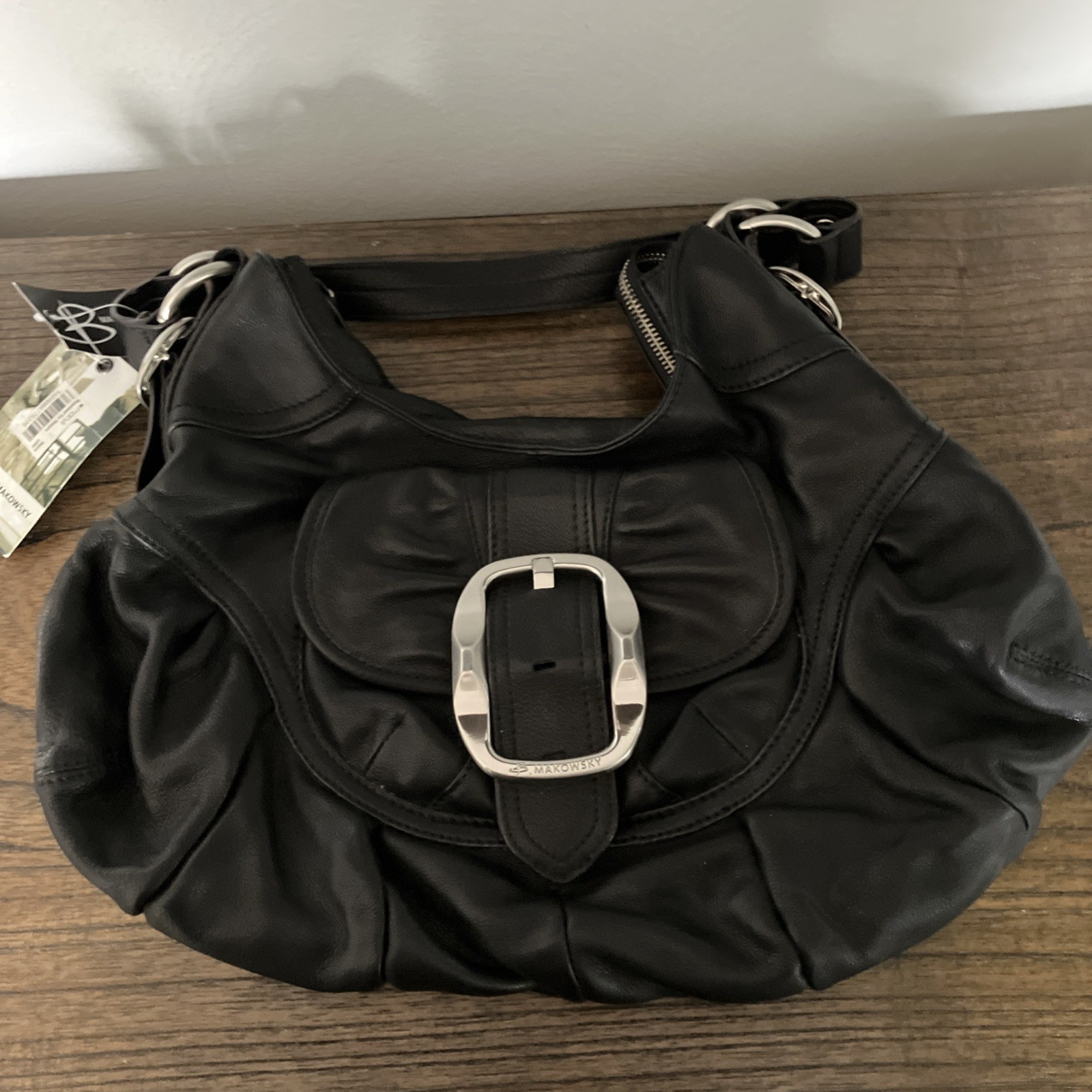 NWT B. Makowsky Y2K Maui Hobo In Black Leather w/ Silver Hardware Dustbag Incl. NWT B. Makowsky Y2K Maui Hobo In Black Leather w/ Silver Hardware Dustbag Incl.