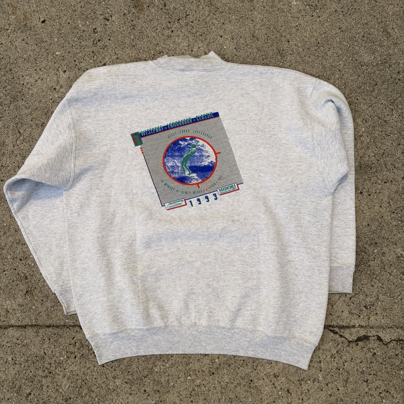 Vintage 1993 Surf Comp Sweat Ricky Young Surfboards Dewey Weber Memorial Rare