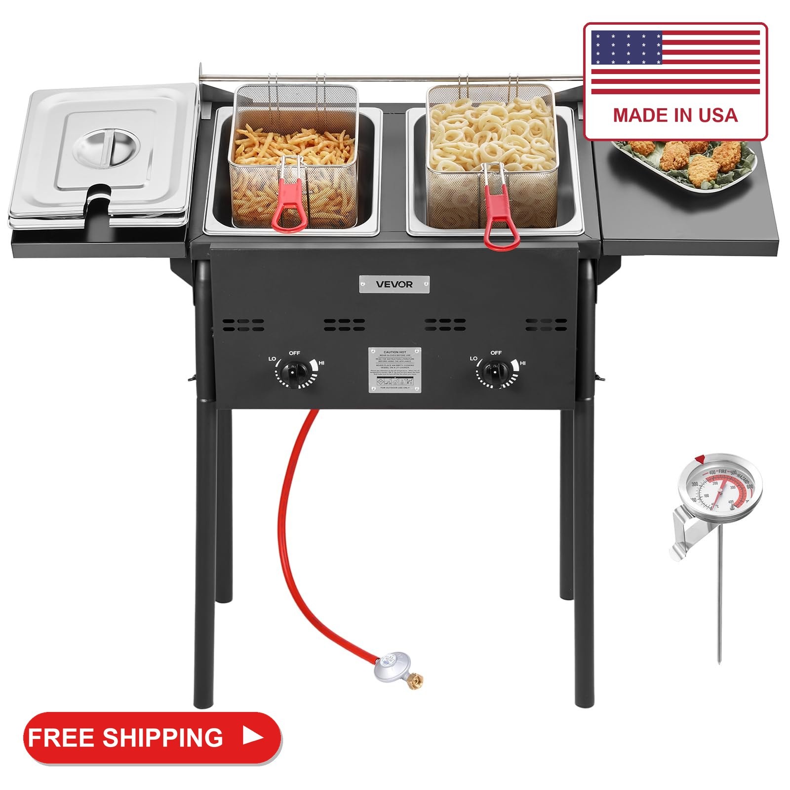 VEVOR Outdoor Propane Deep Fryer, Double Burners Commercial Fryer, 16 Qt Stainle VEVOR Outdoor Propane Deep Fryer, Double Burners Commercial Fryer, 16 Qt Stainle