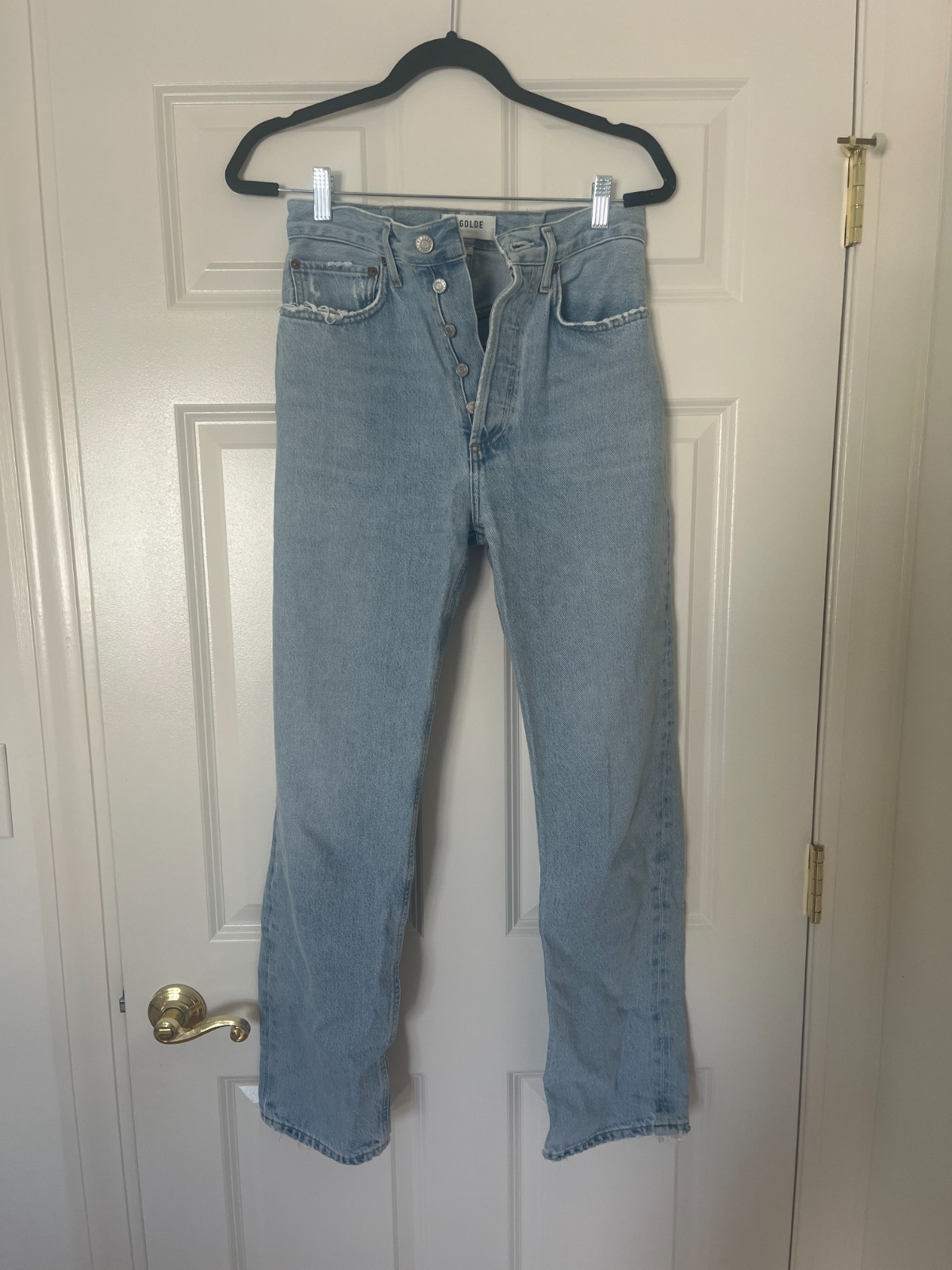 AGOLDE 90s Pinch Waist Jeans Womens 26 Light Wash High Rise Button Fly Straight
