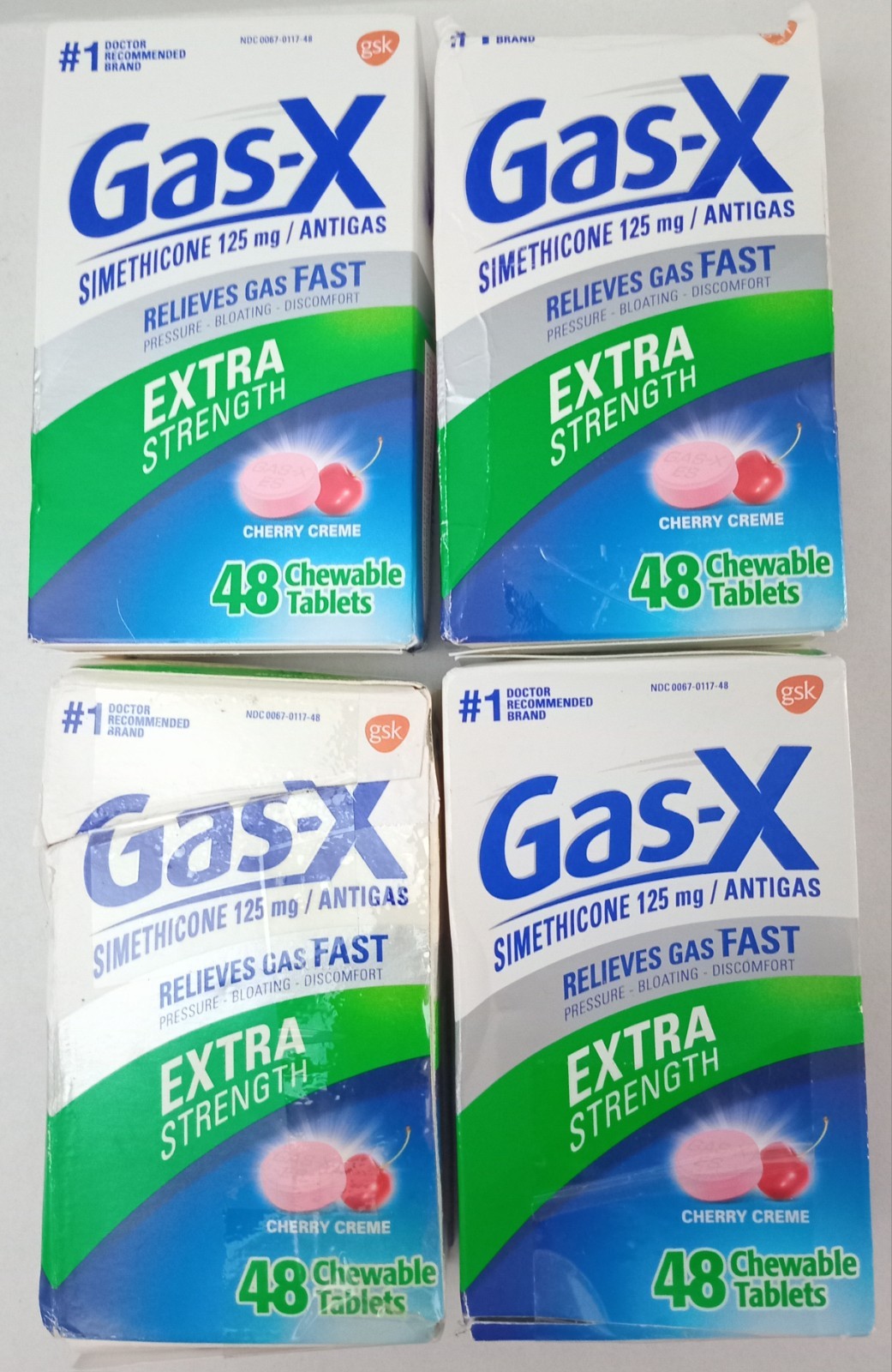 4x Gas-X Chewable Tablets LOT Cherry Creme 48 ct EXP 2/2027