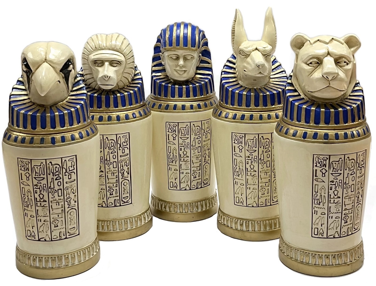 The MUMMY CANOPIC Set of 5 JAR Brendan Fraser PROP Replica Resin Bottle Urn The MUMMY CANOPIC Set of 5 JAR Brendan Fraser PROP Replica Resin Bottle Urn