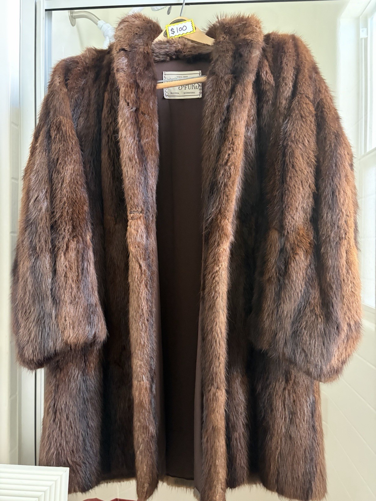 ⁠Vintage 1950s Brown Real Mink Fur Coat Jacket-Stevens Furs McCook Nebraska⁠