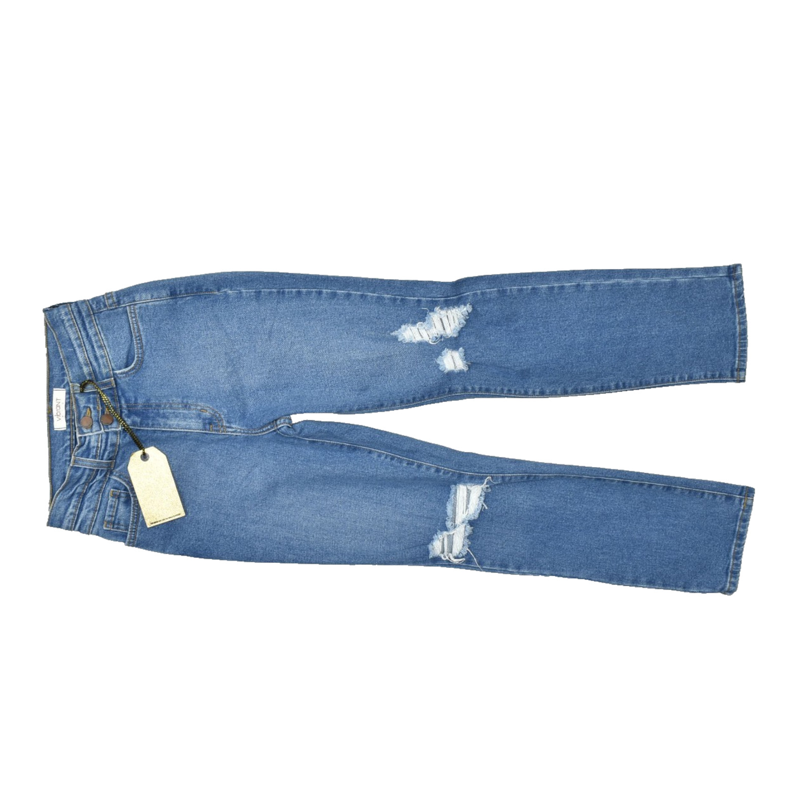 Vibrant MIU Women\'s Blue Distressed Mid-Rise Cropped Jeans Regular Size 1 (W24) Vibrant MIU Women\'s Blue Distressed Mid-Rise Cropped Jeans Regular Size 1 (W24)