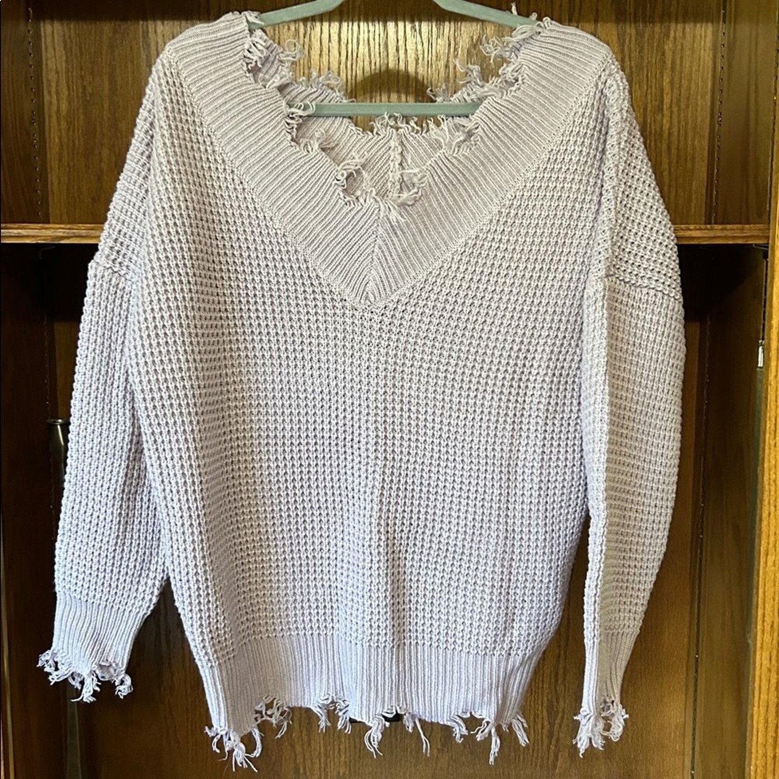 Zenana Outfitters Distressed Lavender Sweater Small NWOT Zenana Outfitters Distressed Lavender Sweater Small NWOT