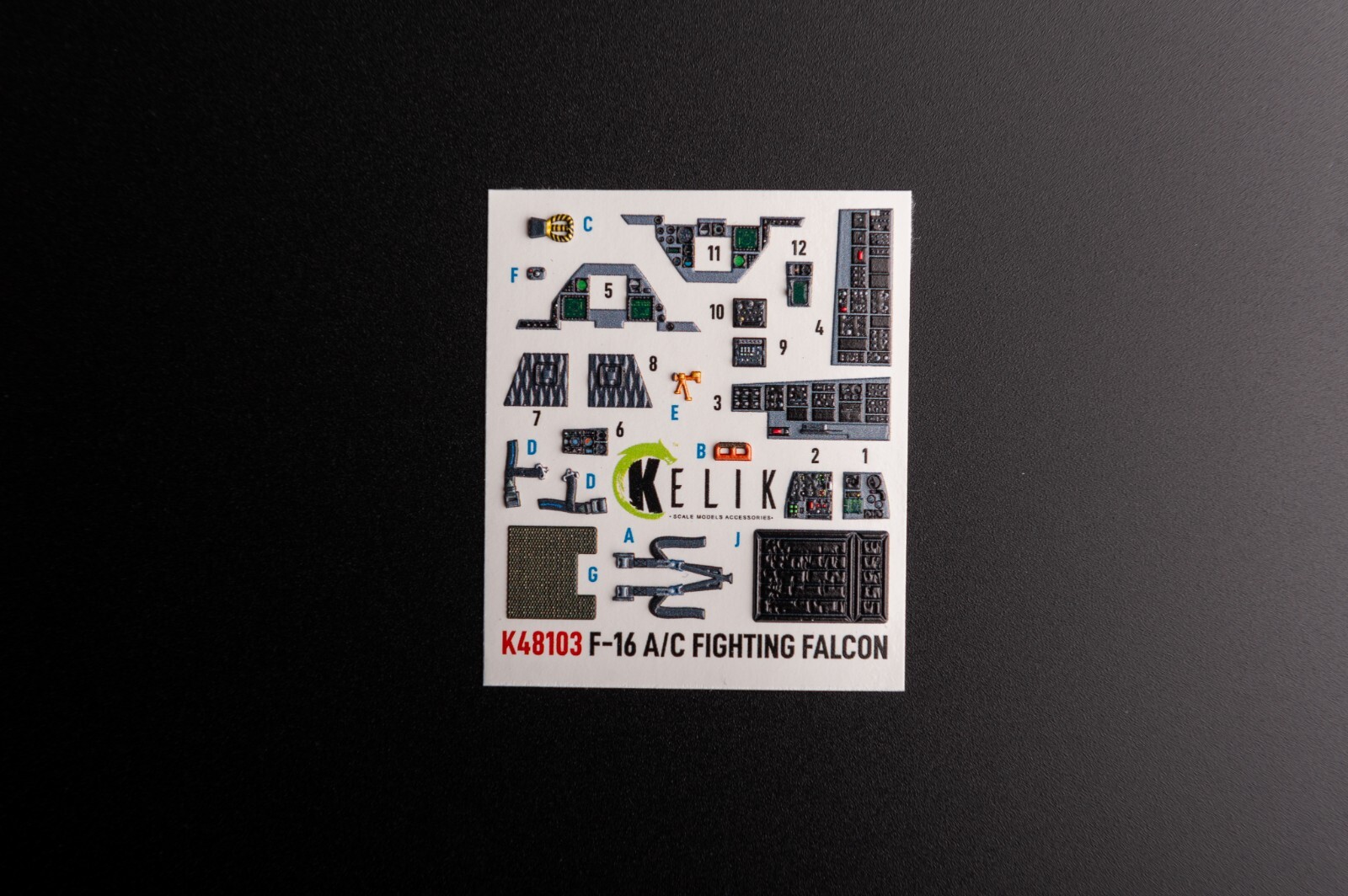 F-16A/C - interior 3D decals for Academy  kit  1/48 Kelik K48103