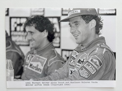Vintage Ayrton Senna & Alain Prost Press Photo - McLaren Honda Ferrari 1991 F1